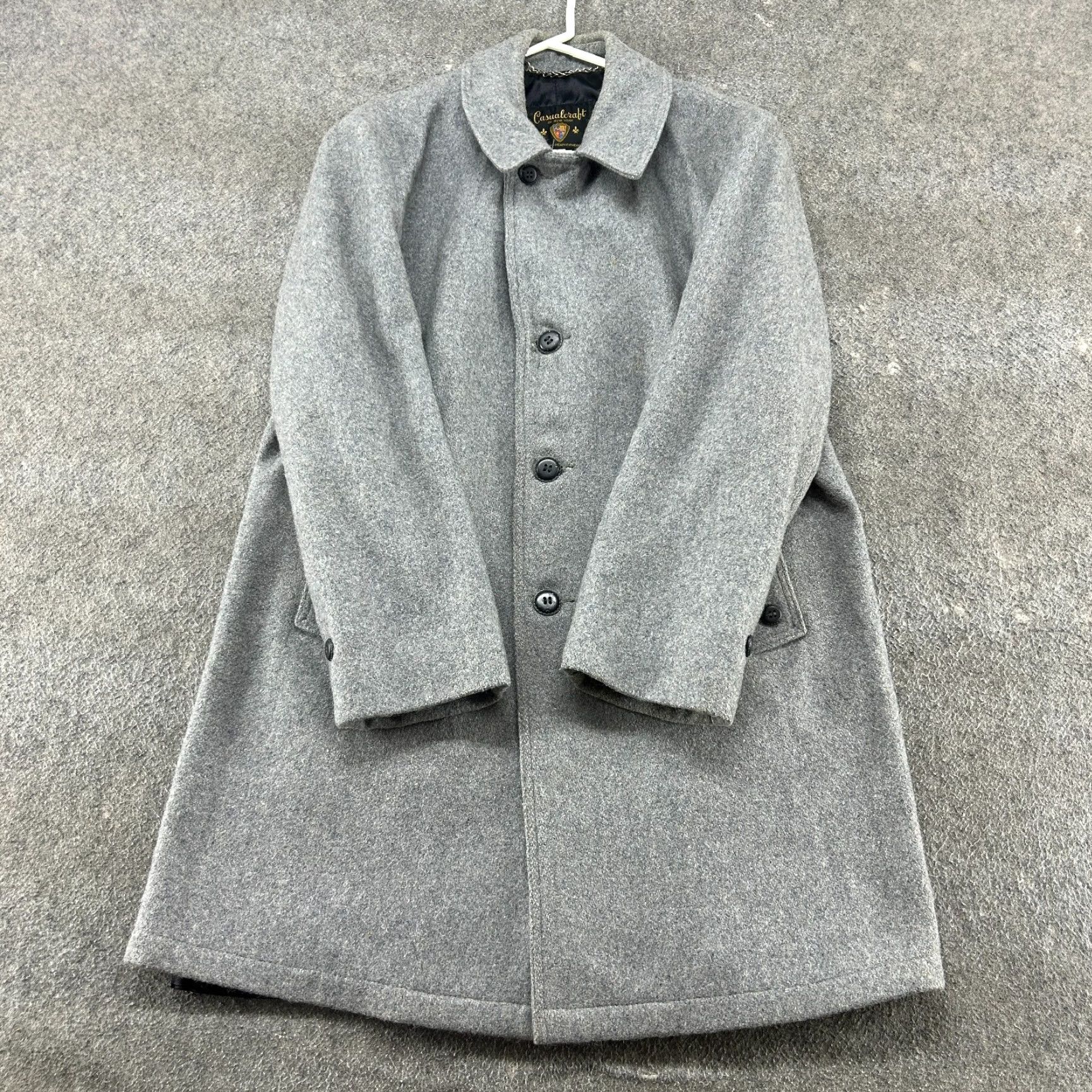 Vintage VINTAGE Casualcraft Coat Mens 42 Gray Overcoat Long Wool Trench Solid Tweed 90s Size US XS / EU 42 / 0 - 2 Thumbnail