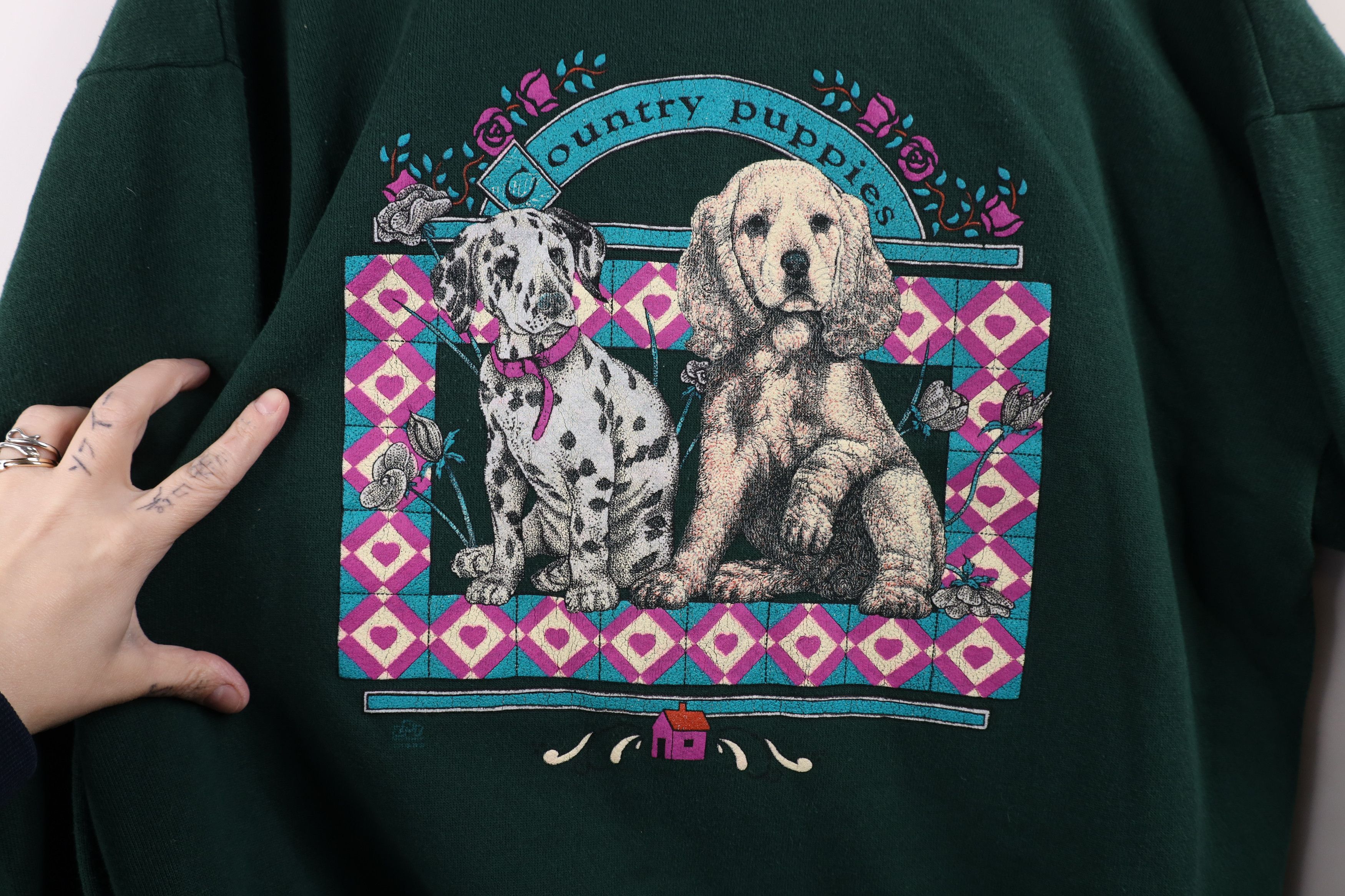 Vintage Vintage 90s Streetwear Puppies Dog Turtleneck Sweatshirt USA Size L / US 10 / IT 46 - 4 Thumbnail