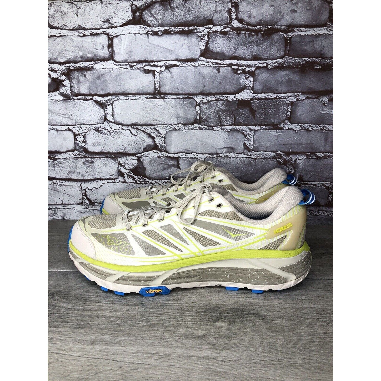 Hoka Hoka One Mafate Speed 2 Eggnog Gray Mesh Neon Yellow Running Size US 14 / EU 47 - 1 Thumbnail