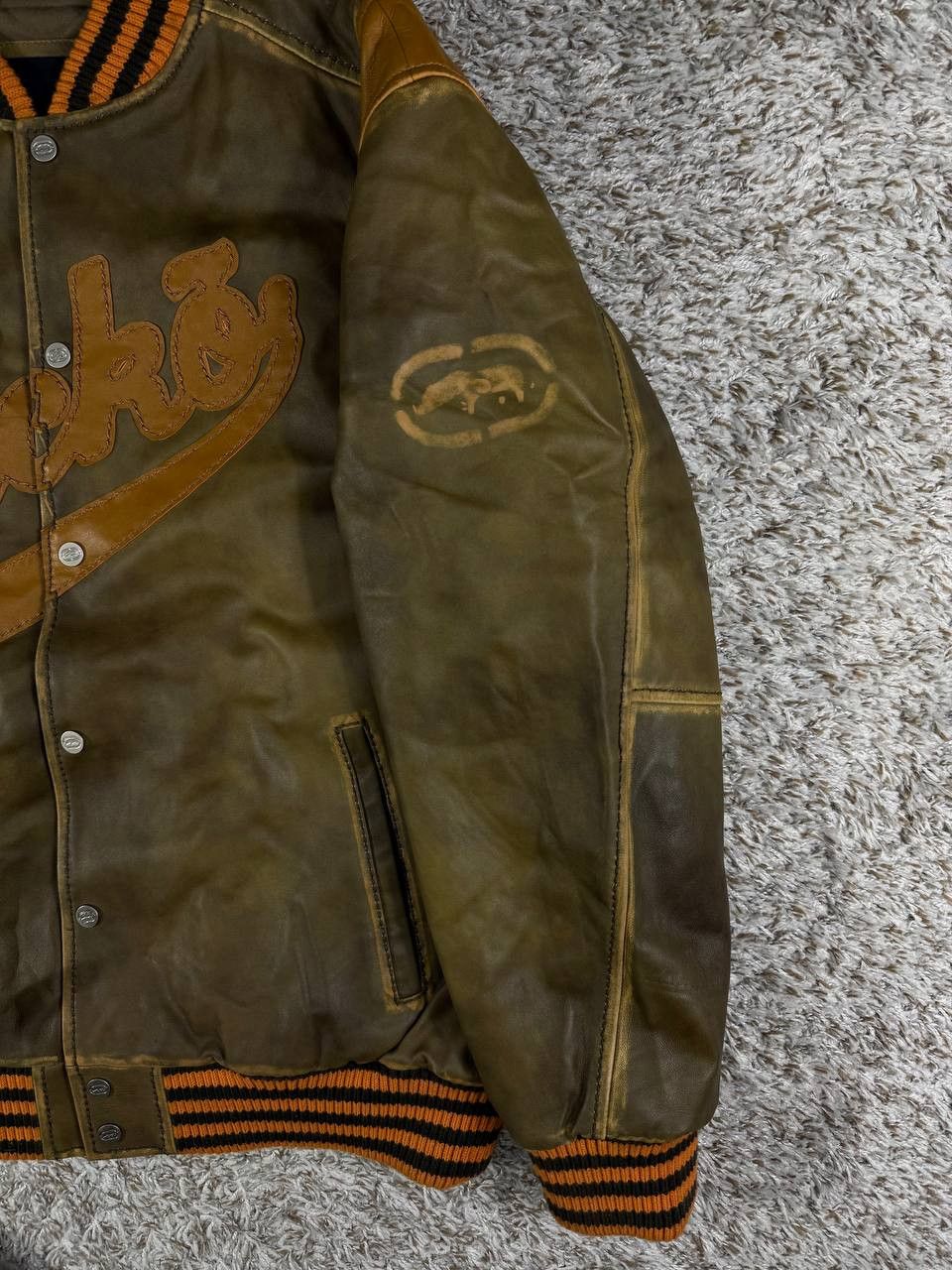 Ecko Unltd. Ecko Unltd Vintage Leather Bomber Jacket Y2K Varsity Size US XL / EU 56 / 4 - 4 Thumbnail