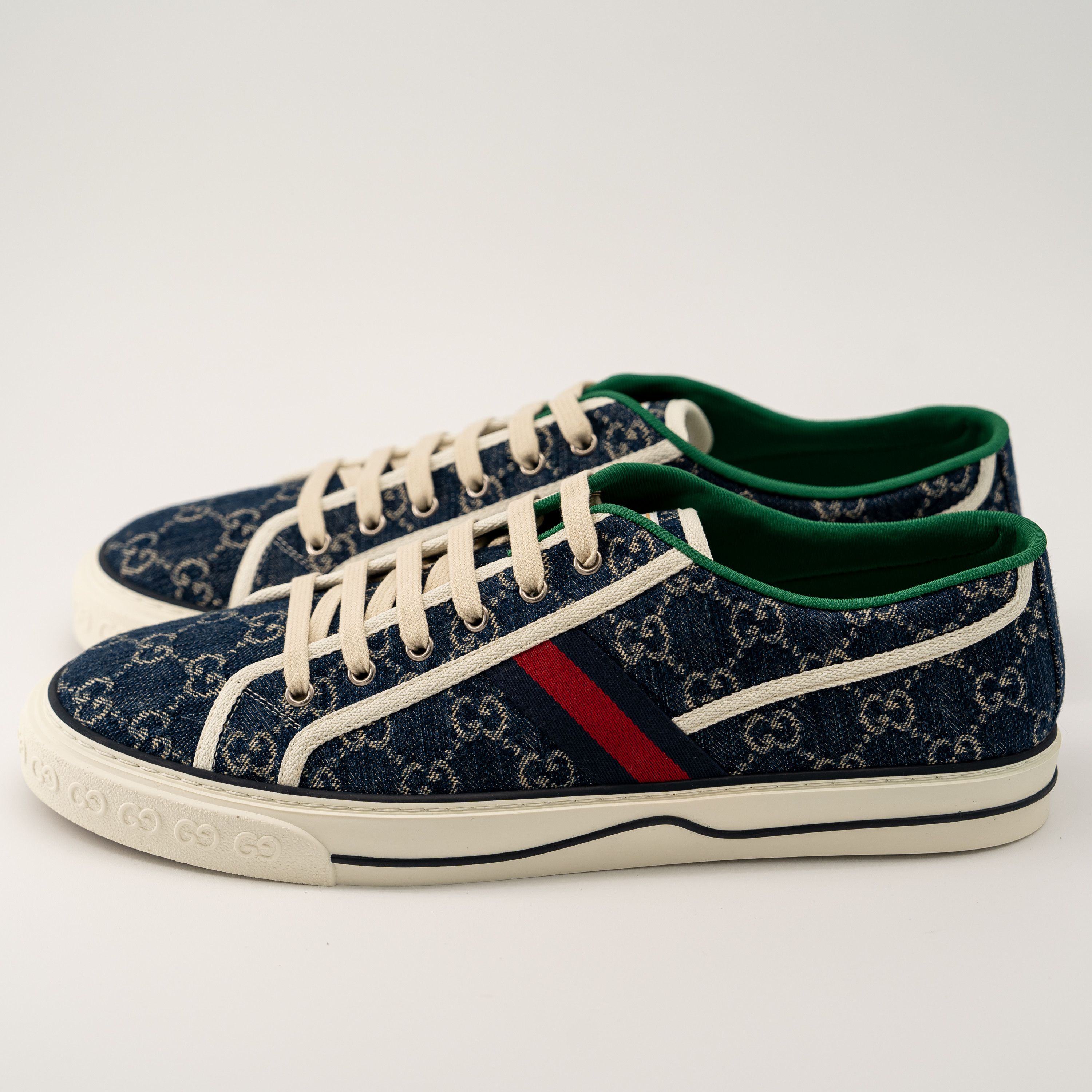 Gucci 13G 13.5 US Gucci Tennis Denim Sneakers GG print Blue Size US 13 / EU 46 - 4 Thumbnail