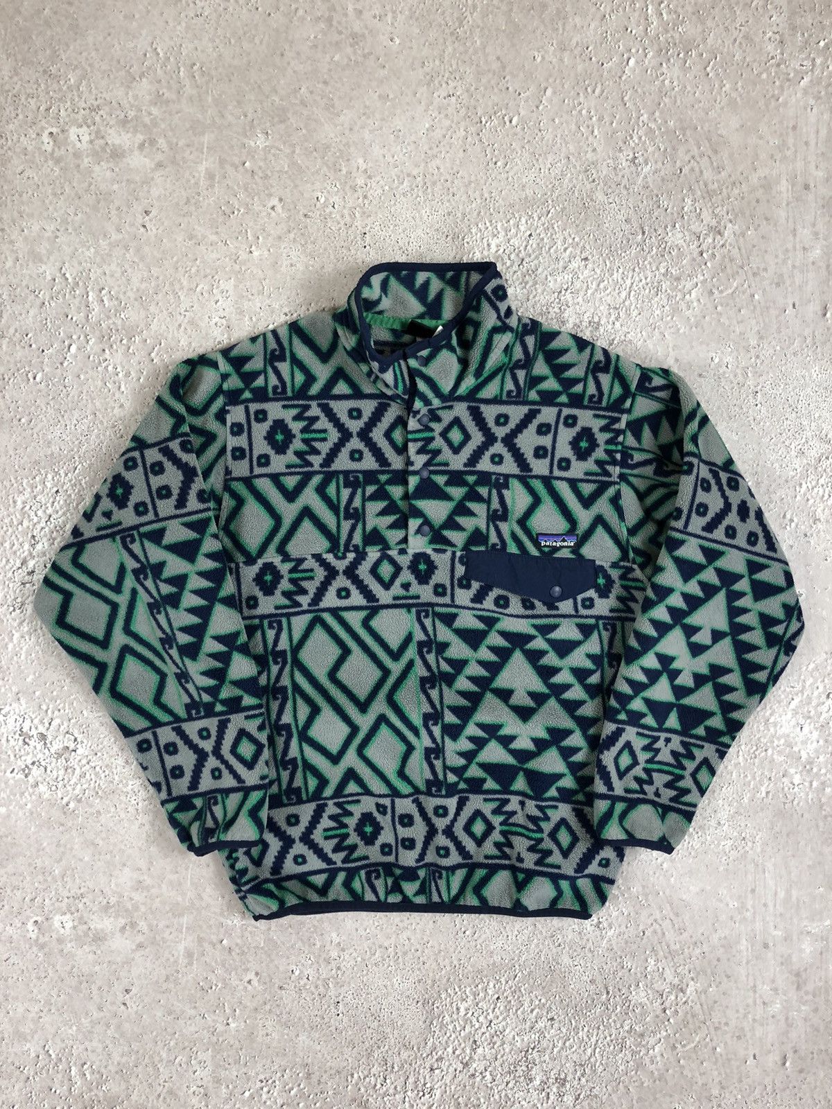 Image of Patagonia Vintage Pullover Snap-T Synchilla Fleece in Green, Men's (Size Small)