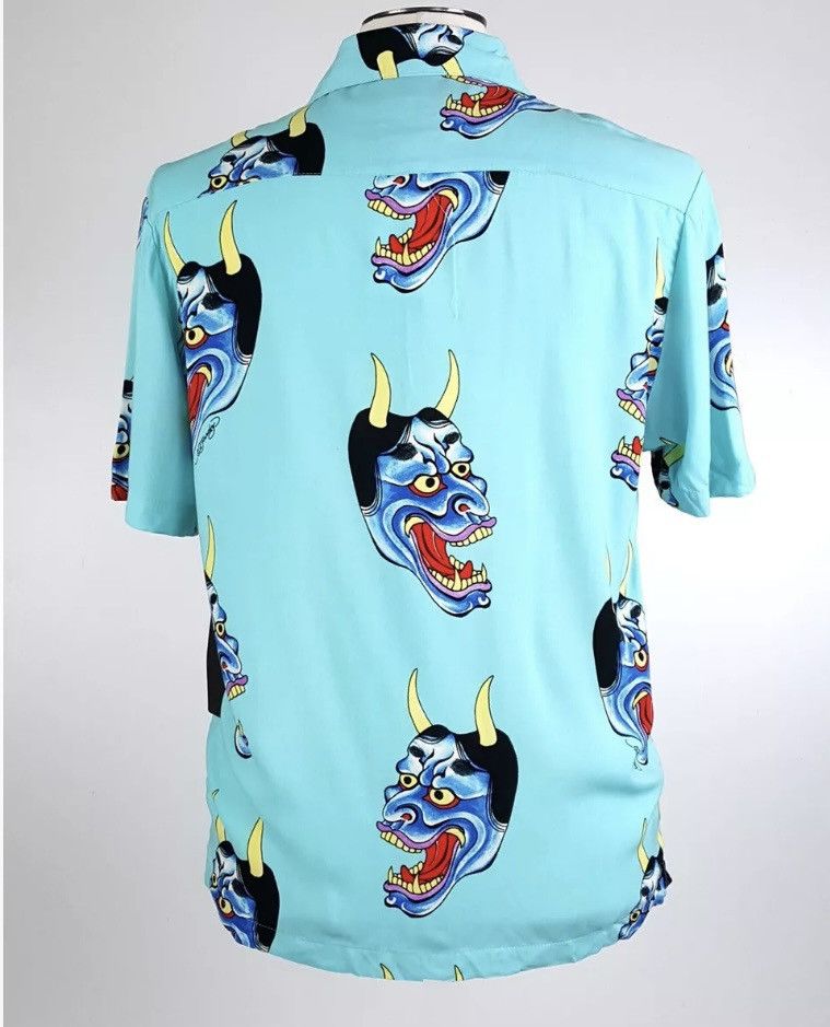 Ed Hardy Ed Hardy Oni Mask Hawaiian Club Turquoise Viscous Shirt Size US S / EU 44-46 / 1 - 2 Thumbnail