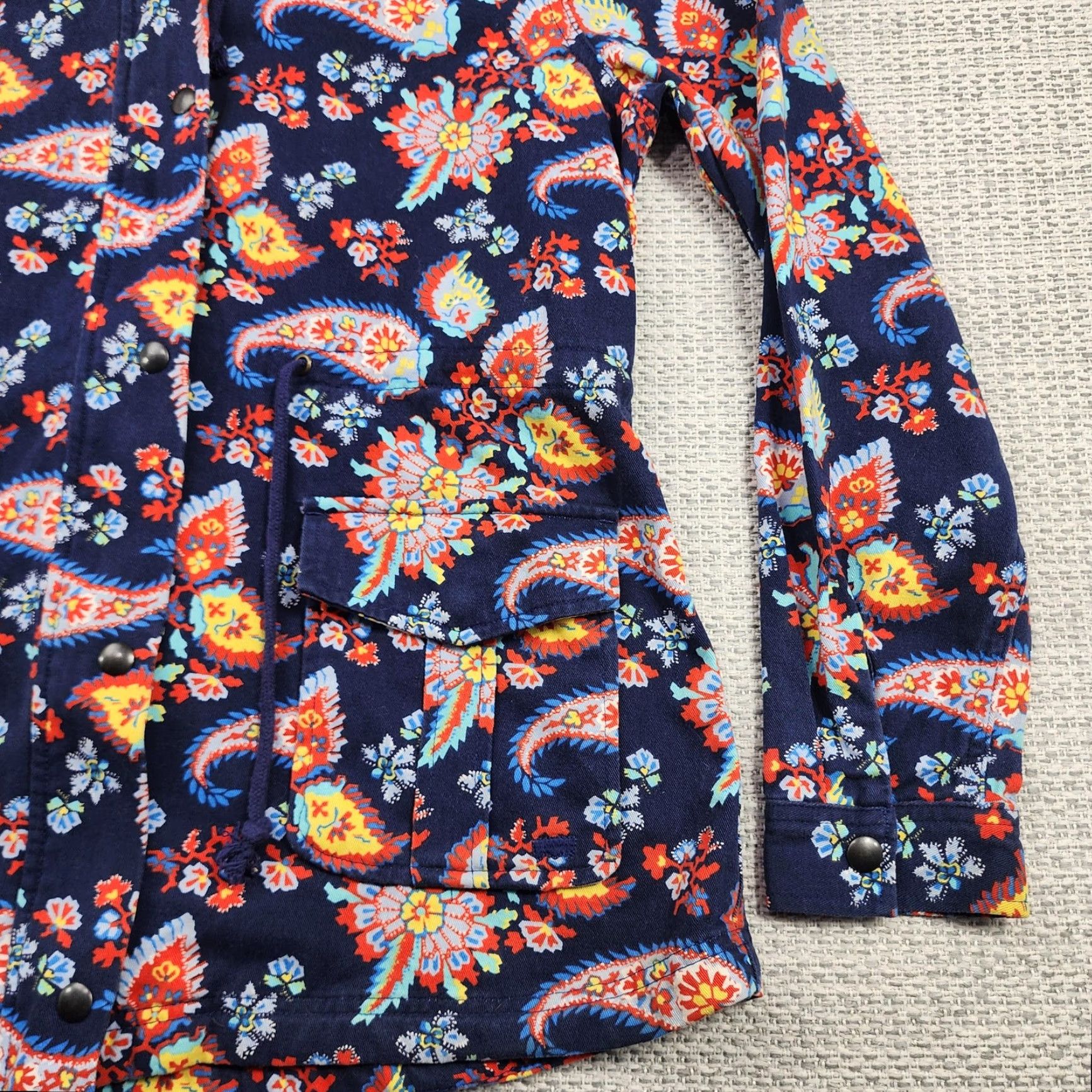 Levi's VINTAGE Levis Jacket Womens Large Blue Paisley Floral Hooded Utility Zip Front Size L / US 10 / IT 46 - 2 Thumbnail