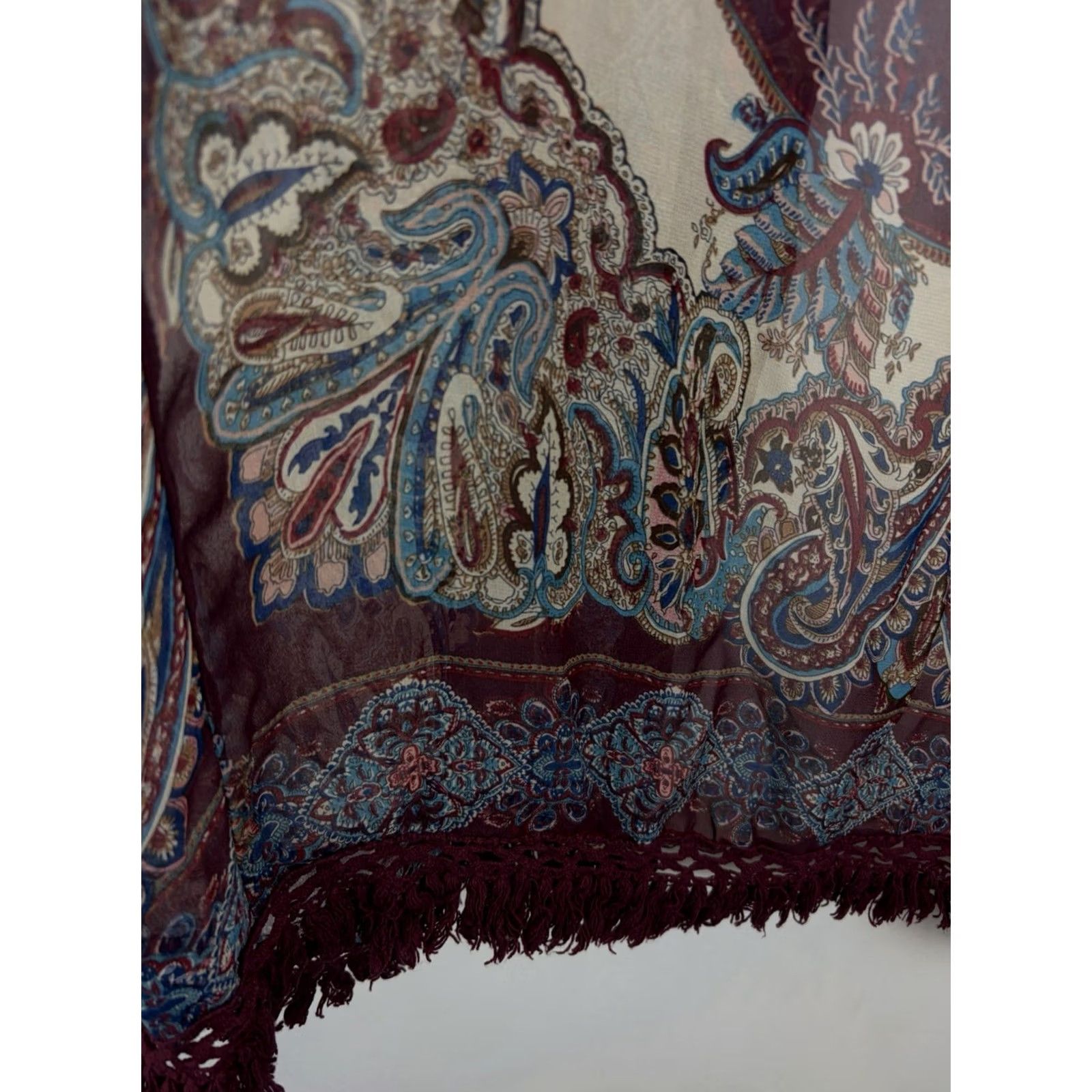 Layer 8 UMGEE Burgundy Floral Kimono Womens S Kimono Lightweight Open Boho Casual Color Red Size S / US 4 / IT 40 - 7 Thumbnail