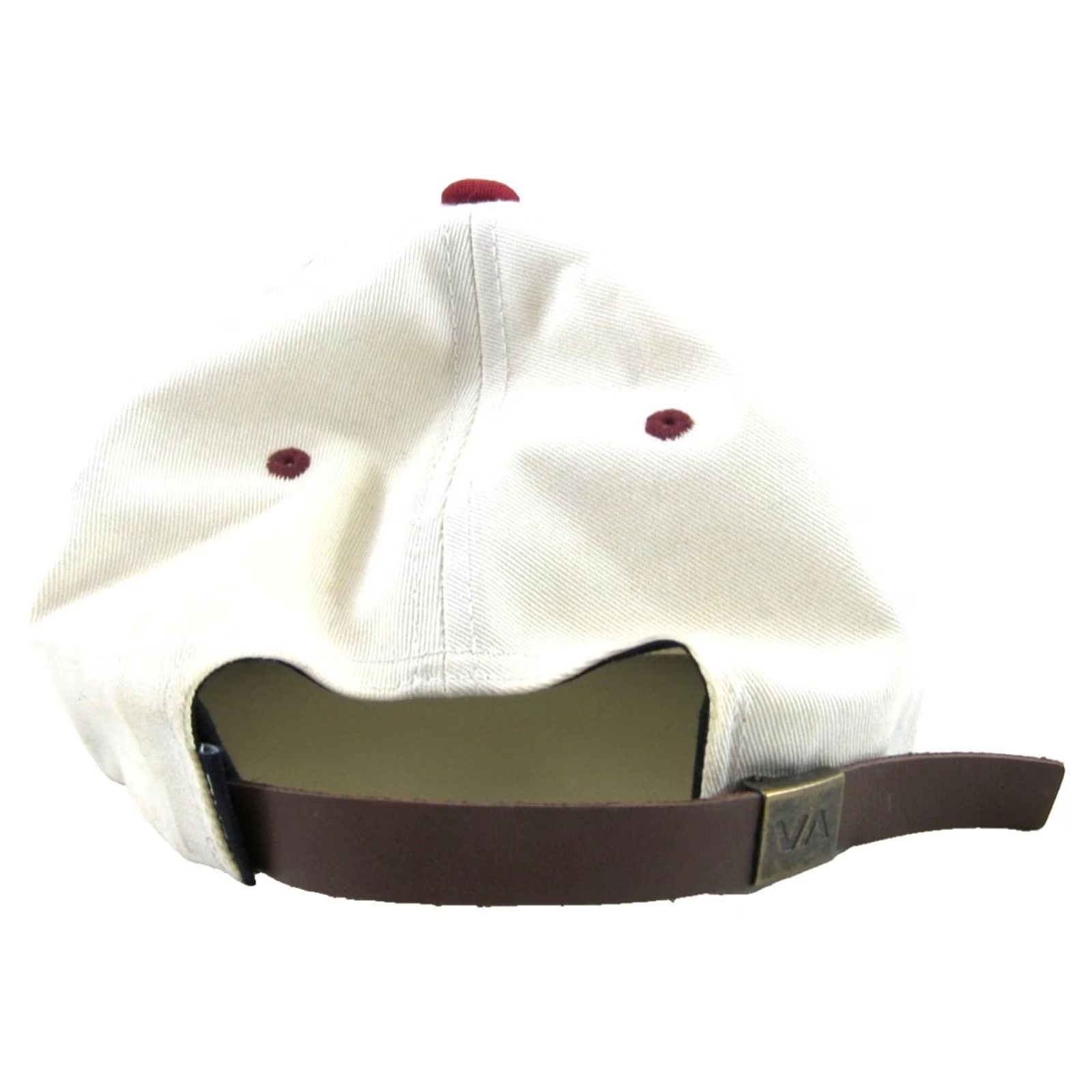 RVCA Vintage RVCA VA All The Way Red Canvas Brown Leather Strap Baseball Hat Size ONE SIZE - 5 Thumbnail
