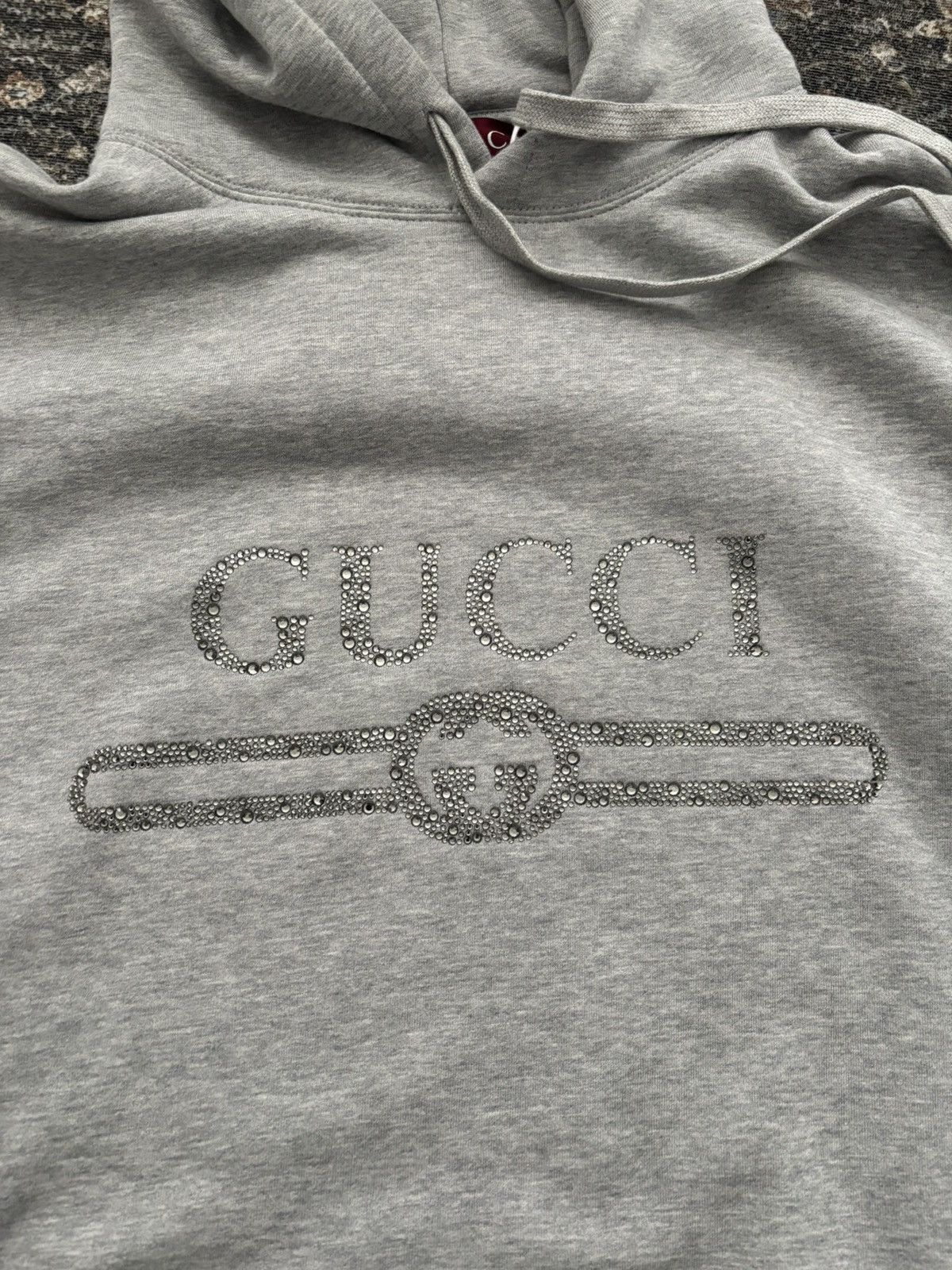 【送料&関税込】Gucci Rhinestone Logo Hoodie Gucci New Gucci Rhinestone Logo Hoodie in Grey | Grailed