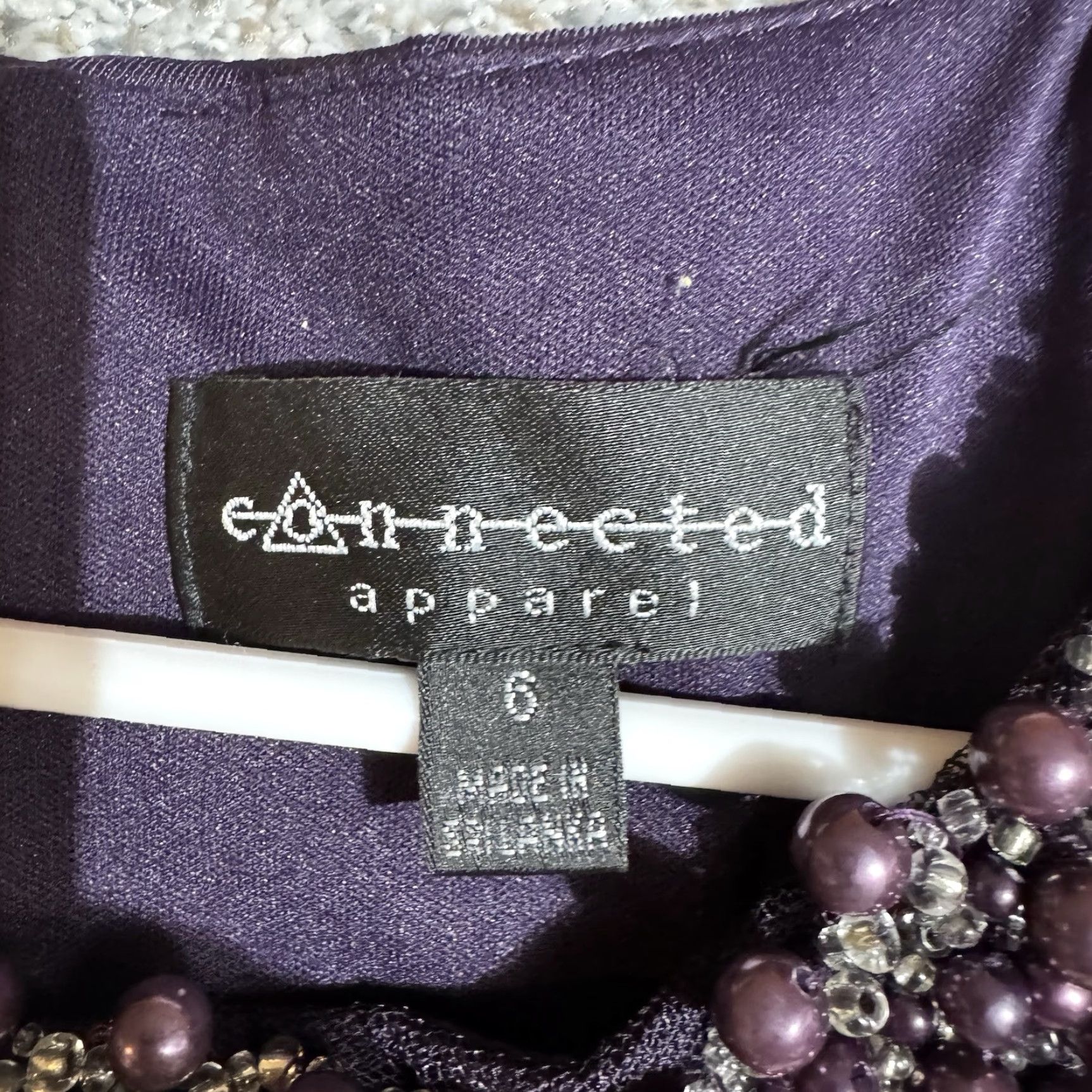 Vintage Connected Sheath Dress Size 6 Womens Purple Beaded Tiered Knee Length Sleeveless Round Neck Zip Party/Cocktail Vintage No Size M / US 6-8 / IT 42-44 - 4 Thumbnail