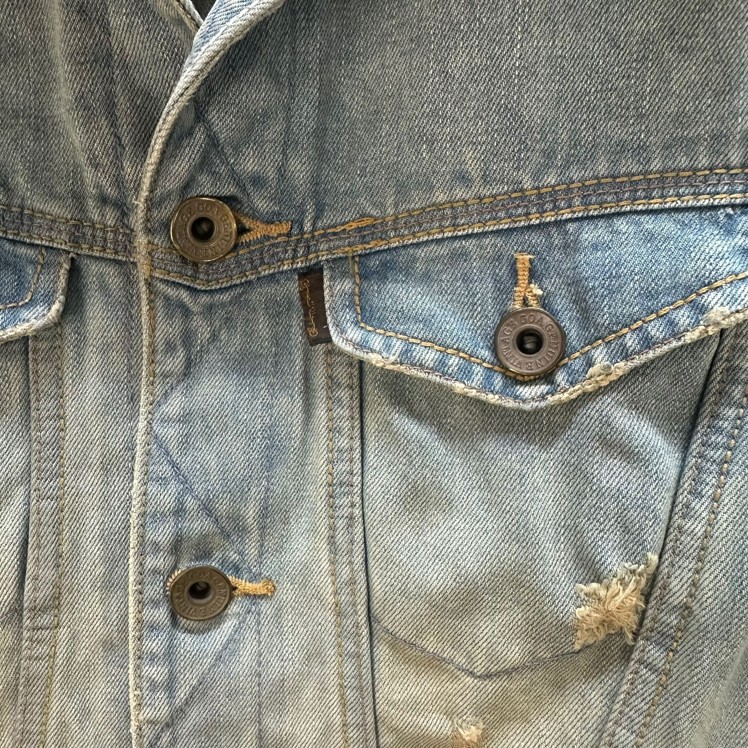 Japanese Brand GENUINE VINTAGE GOA DISTRESS FASHION DENIM JACKET #8764-025 Size US S / EU 44-46 / 1 - 3 Thumbnail