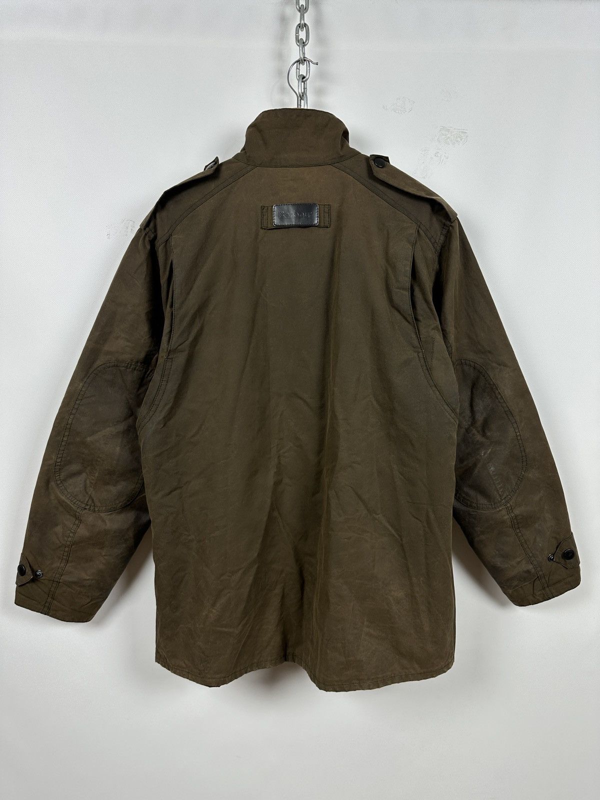 Barbour Barbour Trooper Olive Green Waxed Coat Jacket Size US M / EU 48-50 / 2 - 2 Thumbnail