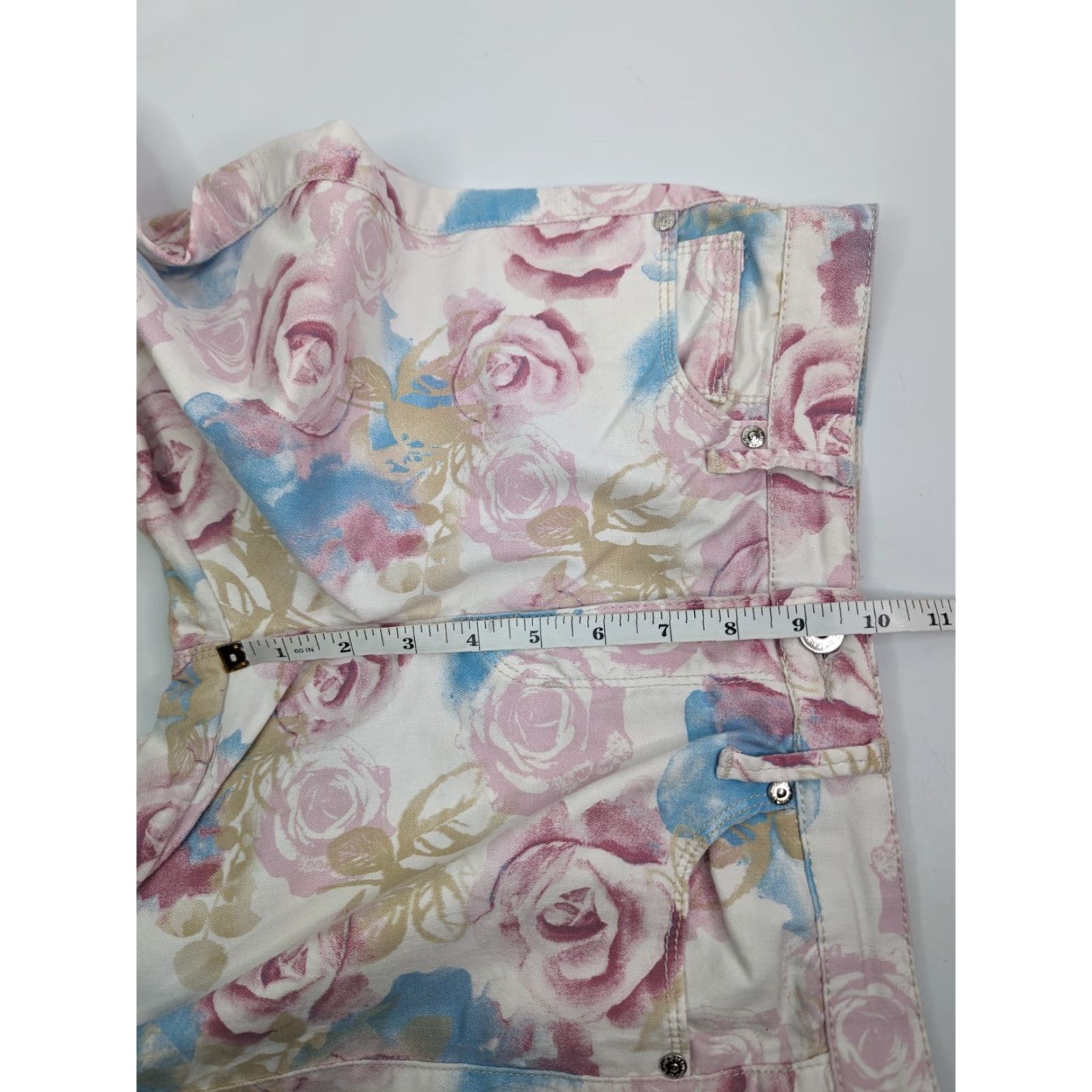 Guess G by Guess Jeans White Blue Pink Rose Floral High Rise Skinny Raw Hem Size 27 Size 27" / US 4 / IT 40 - 7 Thumbnail