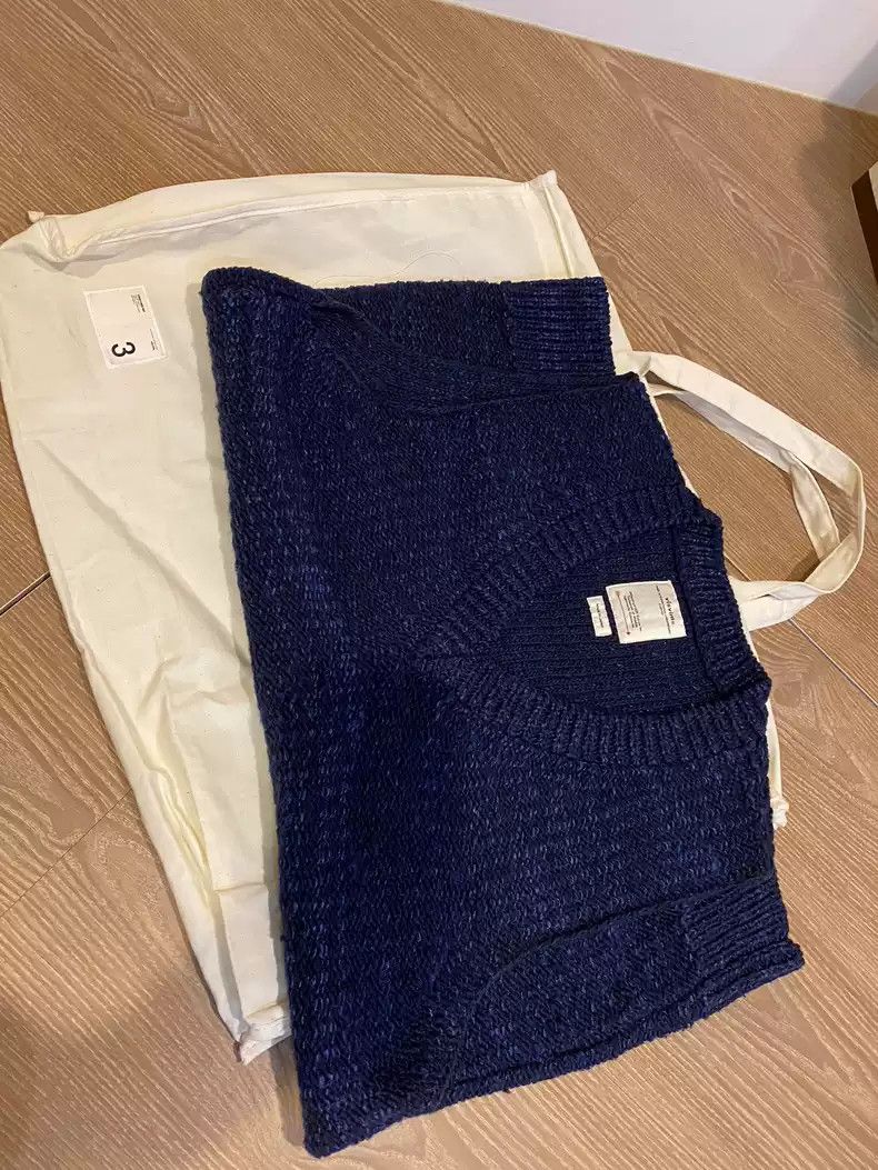 image of Visvim 20Aw Tussar V-Neck Vest in Blue, Men's (Size Large)