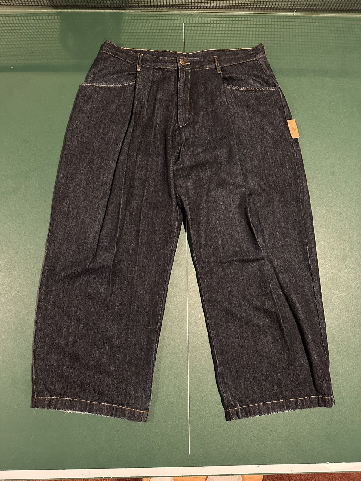 Japanese Brand Indigo Okio "The Huy" Pleated Wide Denim Size US 38 / EU 54 - 1 Thumbnail