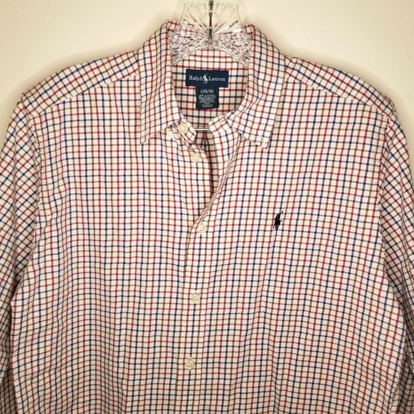 Ralph Lauren Ralph Lauren Shirt Men's Long Sleeve Button-Up Plaid Red Blue Size L Regular Mens Size US L / EU 52-54 / 3 - 2 Thumbnail