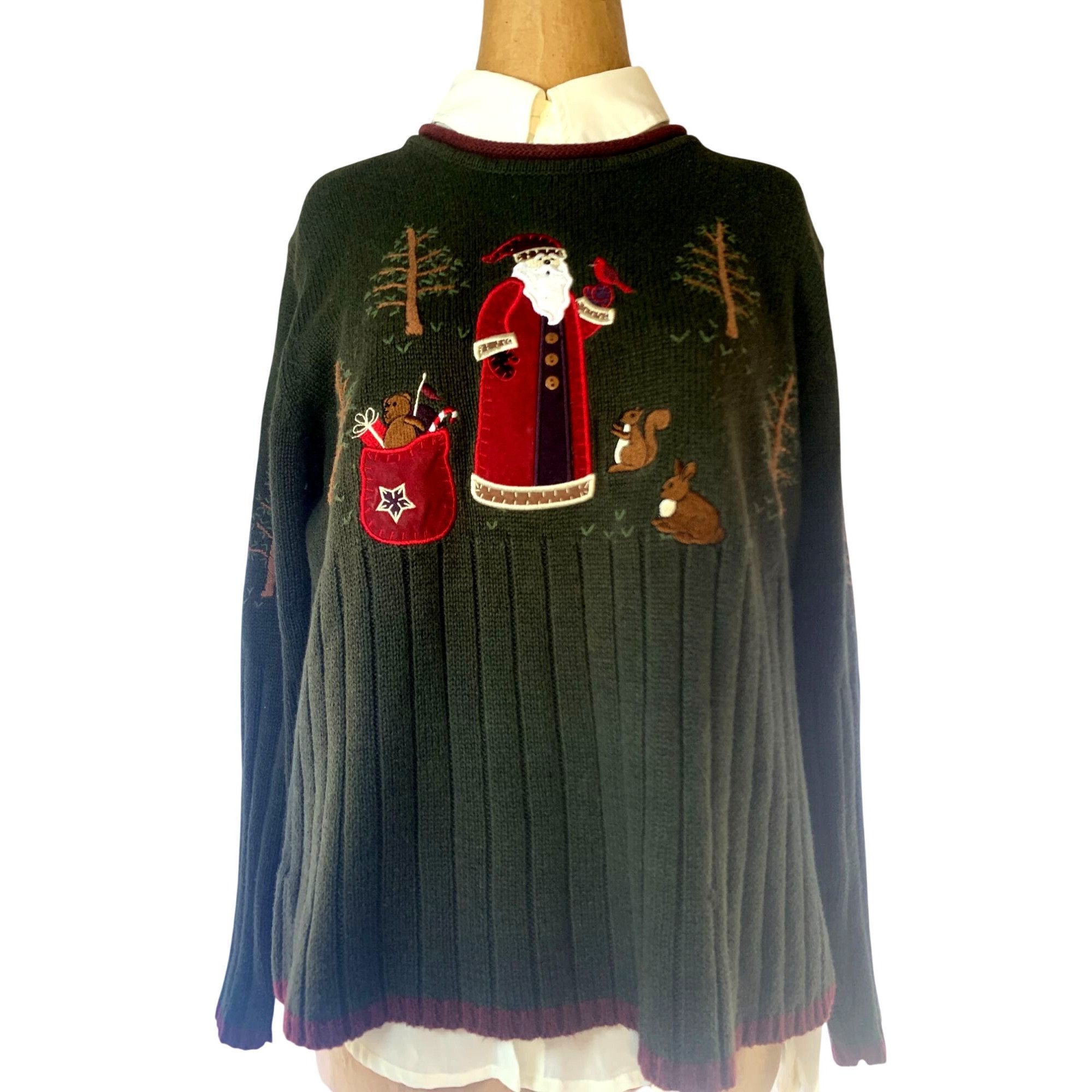 Vintage Vintage Christopher & Banks Hand-Knit Sweater With Santa & W Size S / US 4 / IT 40 - 1 Thumbnail