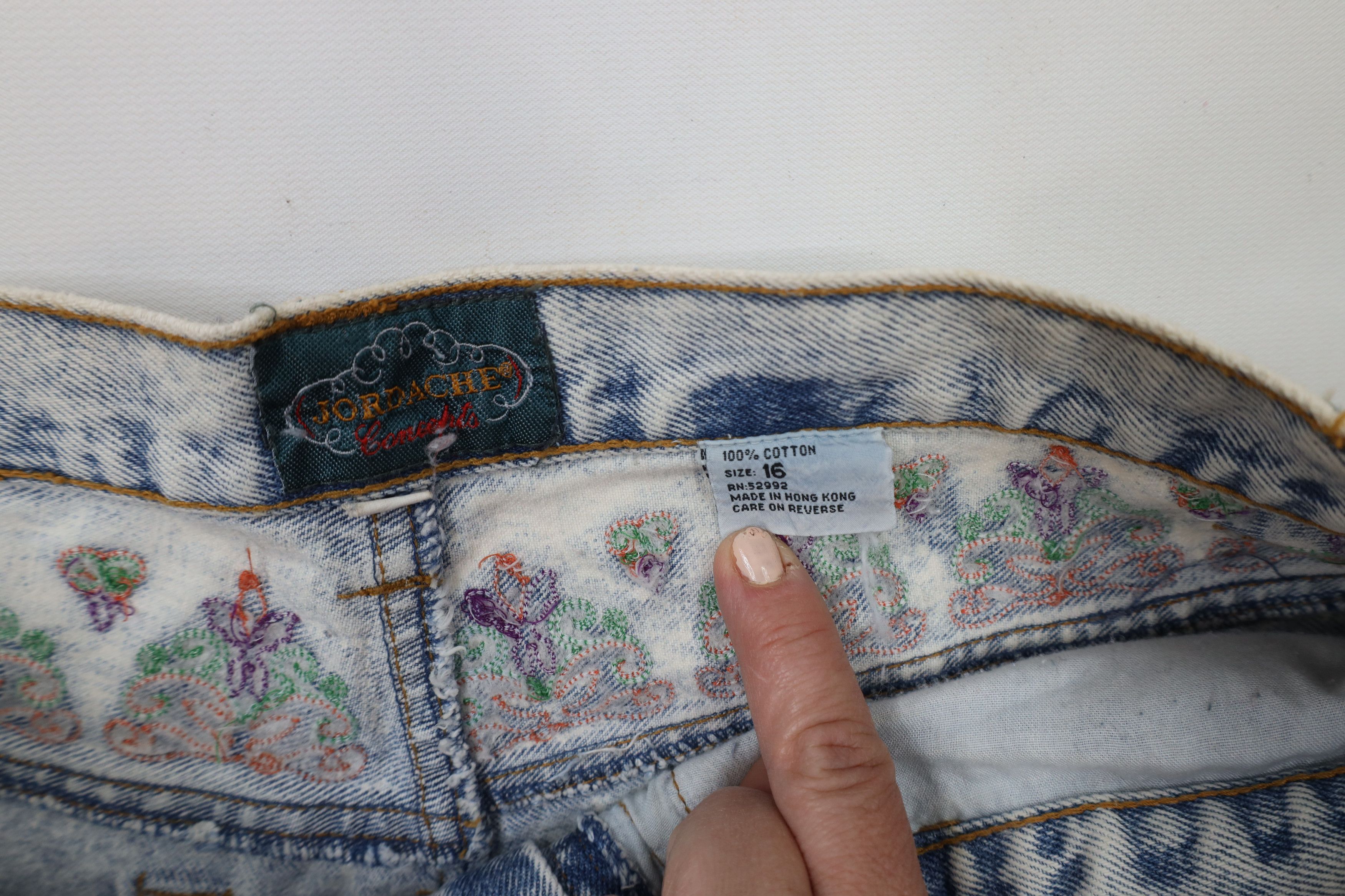 Vintage Vintage 90s Streetwear Acid Wash Embroidered Flower Jeans Size 38" / US 16 / IT 52 - 9 Thumbnail
