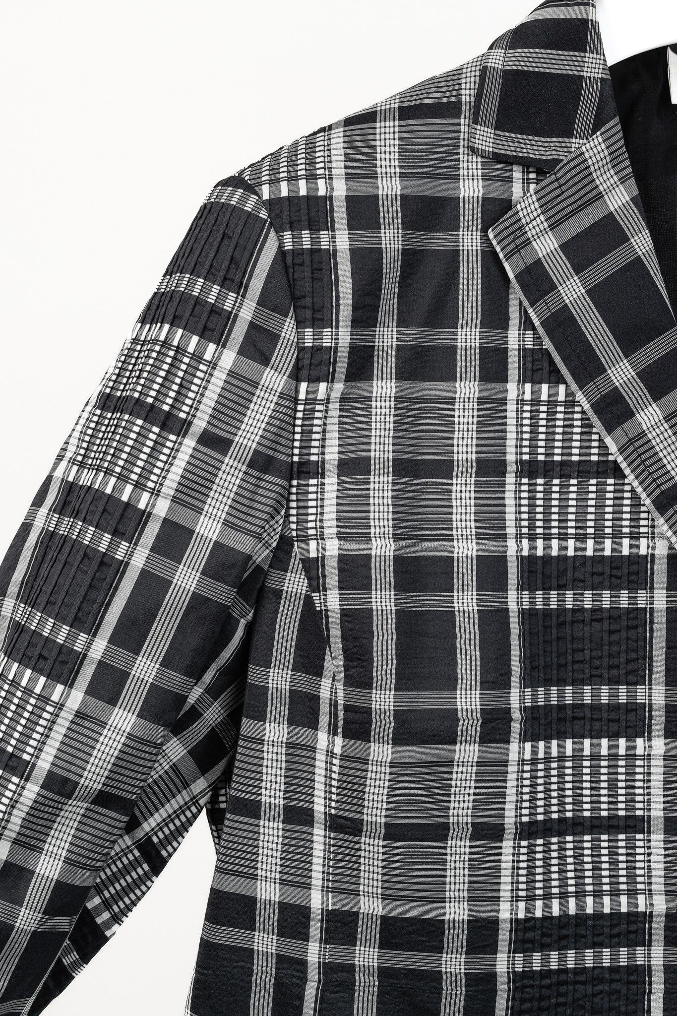 Akris Akris Punto Black & White Cotton Plaid Pintuck Blazer Size L / US 10 / IT 46 - 5 Thumbnail