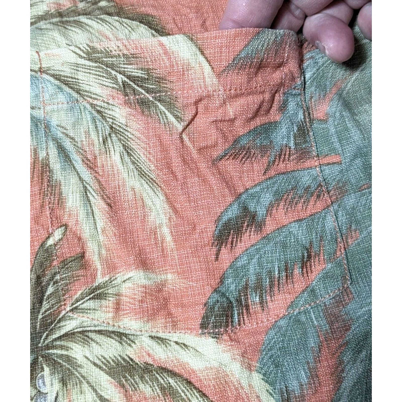 Tommy Bahama TOMMY BAHAMA Men Large Silk Orange Coconut Tree Print Hawaiian Shirt Size US L / EU 52-54 / 3 - 4 Thumbnail