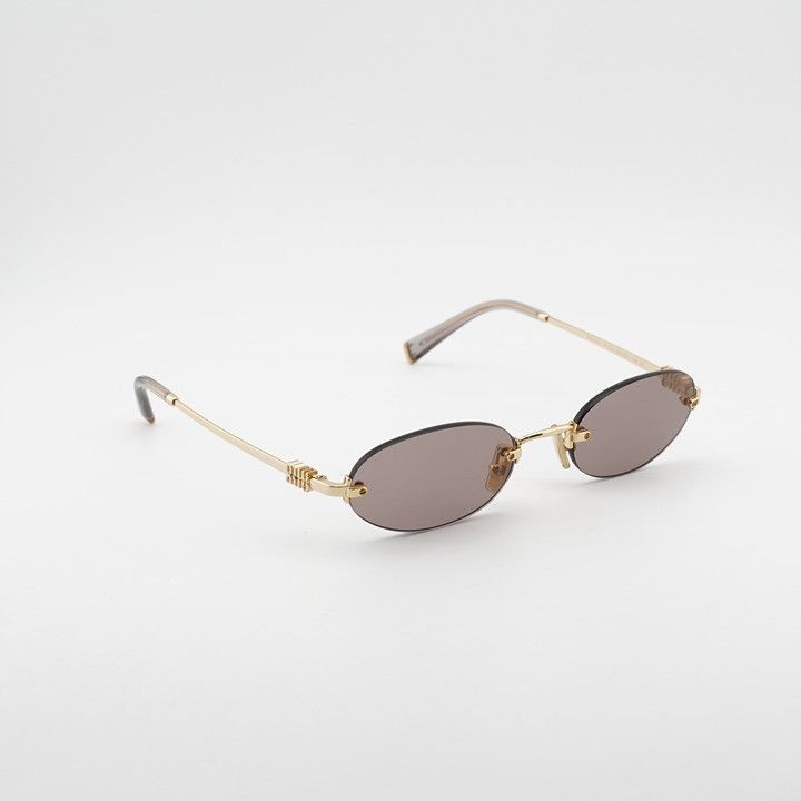 Miu Miu Miu Miu MUA54S 5AK20I Sunglasses Gold Oval Rimless Frame Size ONE SIZE - 8 Thumbnail