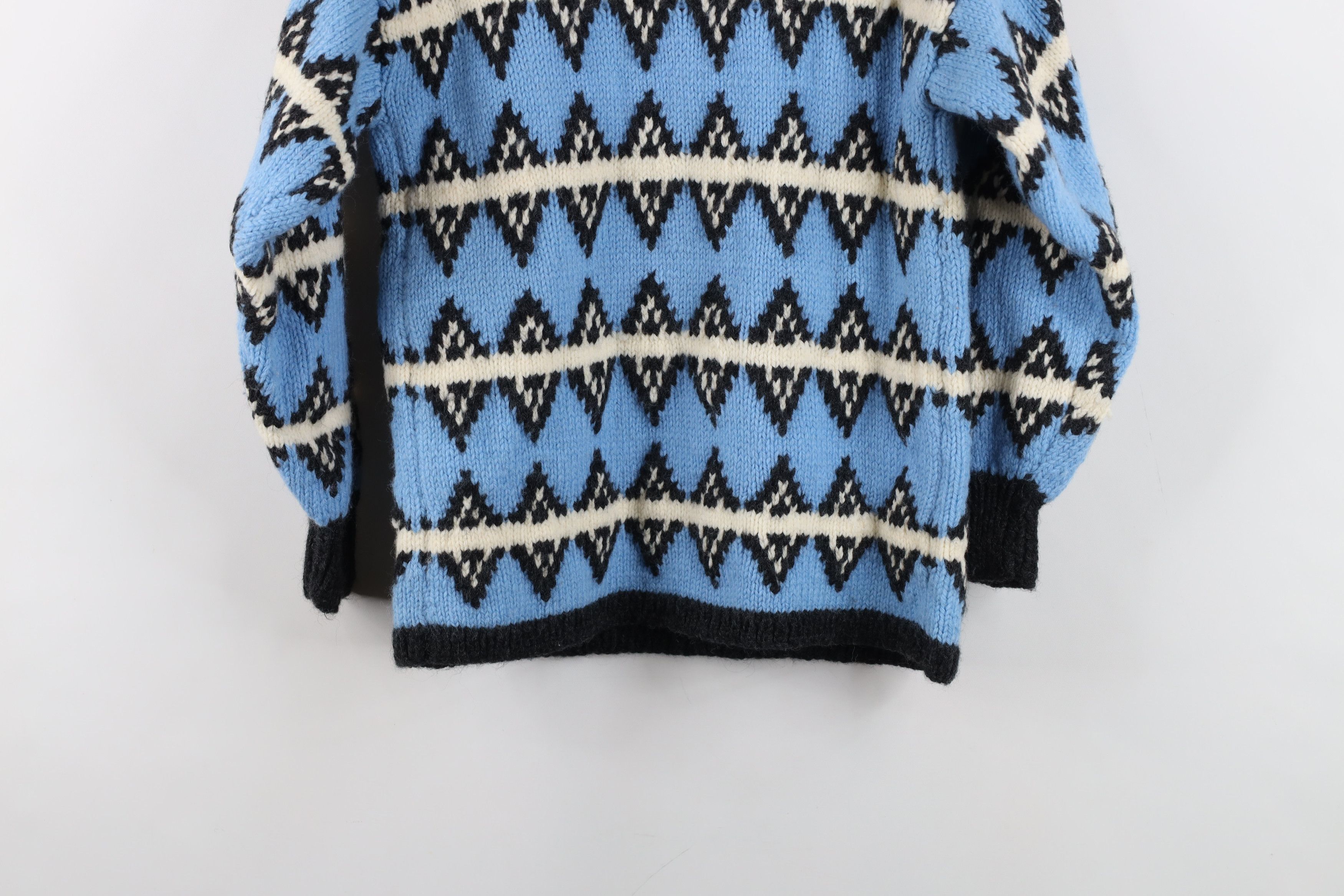Vintage Vintage 50s 60s Rockabilly Wool Striped Diamond Knit Sweater Size XS / US 0-2 / IT 36-38 - 14 Thumbnail