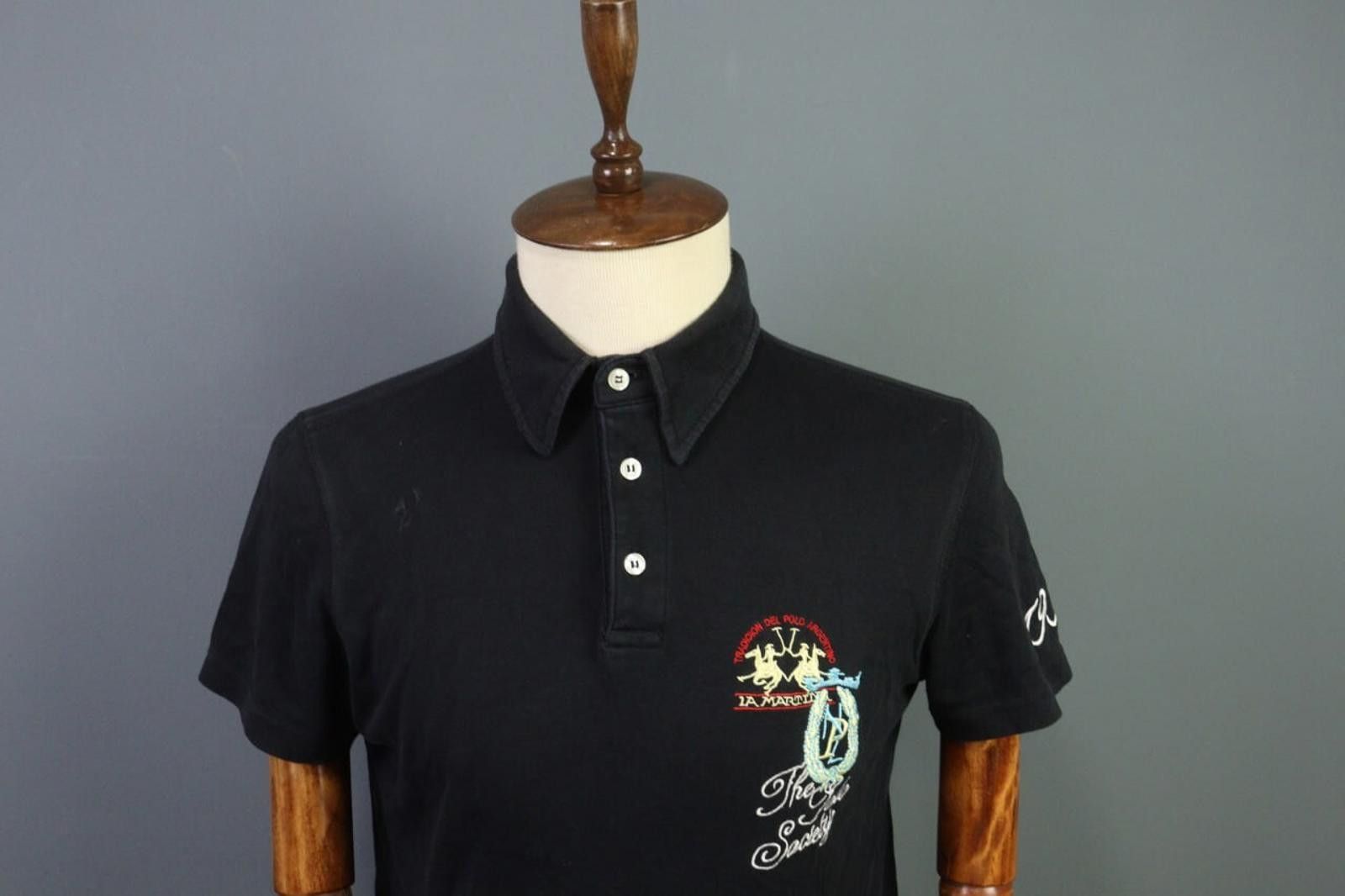 La Martina La Martina Black 100% Cotton Collared Polo Shirt Size L Size US L / EU 52-54 / 3 - 2 Thumbnail