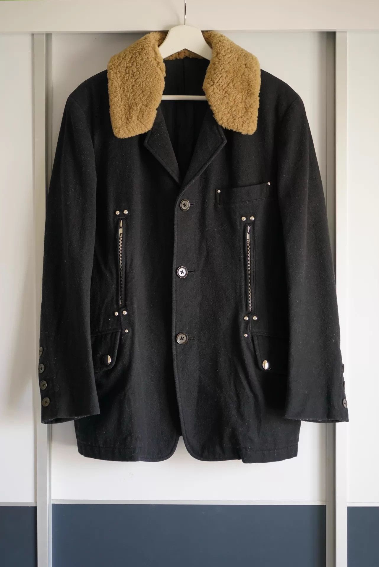 Yohji Yamamoto Yohji Yamamoto 05AW Leather Collar ZipRivet Blazer Size US S / EU 44-46 / 1 - 1 Thumbnail