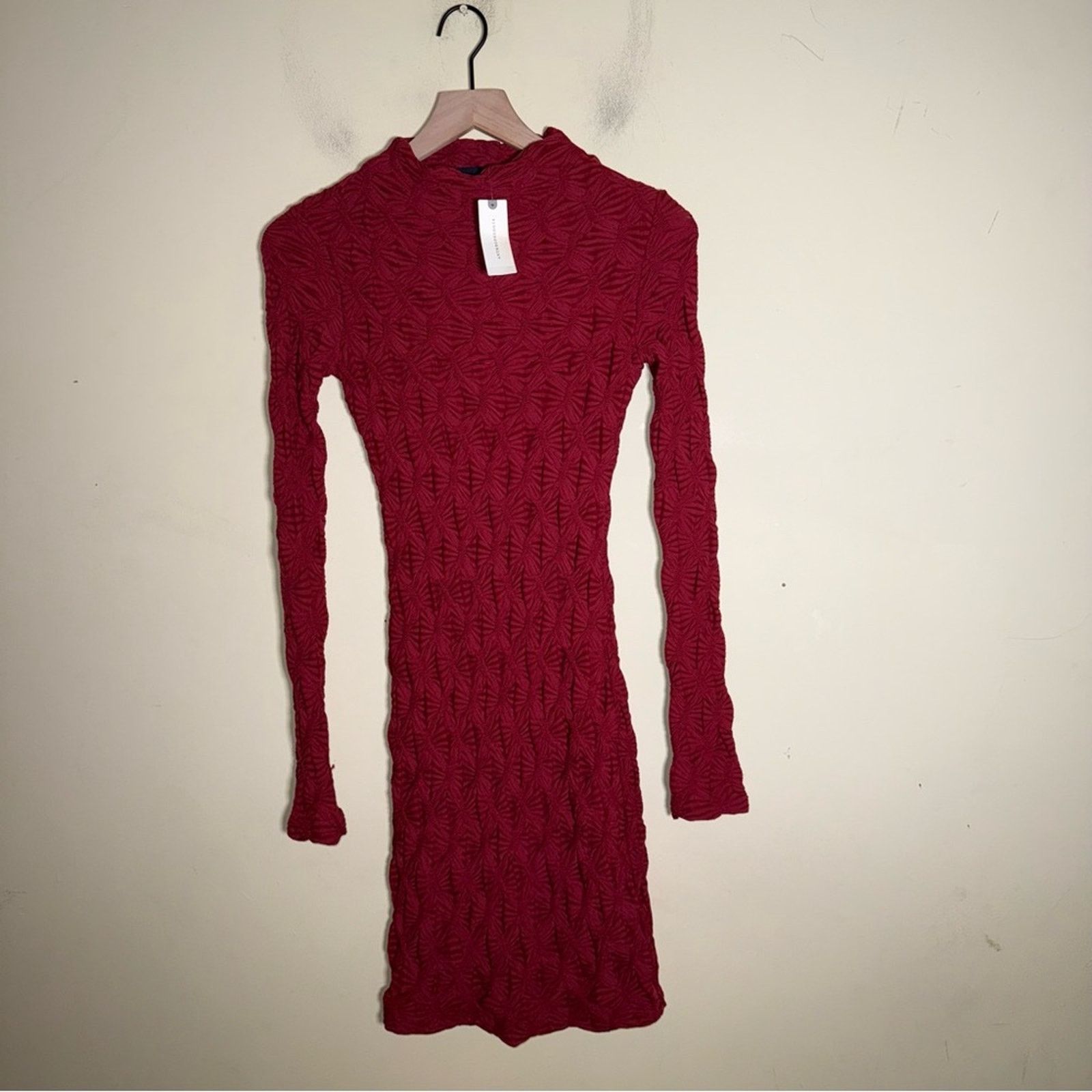 Anthropologie NWT MAEVE ANTHROPOLOGIE Long-Sleeve Scrunch Dress wine XXS Size XS / US 0-2 / IT 36-38 - 12 Thumbnail