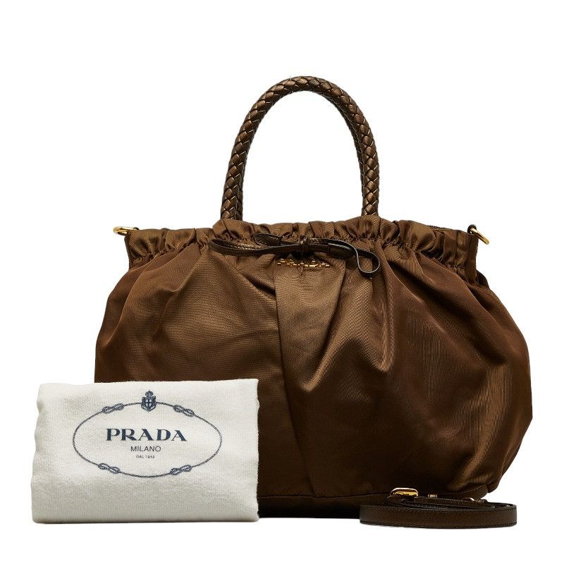 image of Prada Tessuto Handbag in Brown, Women's