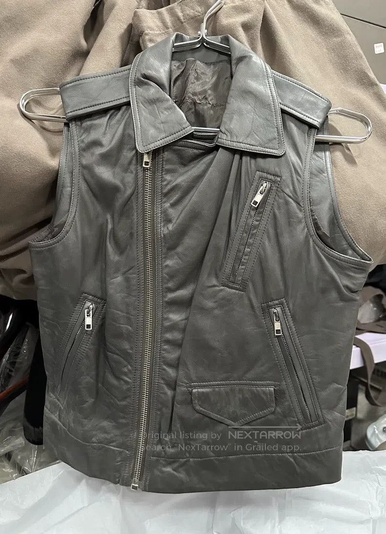 Rick Owens RICK OWENS Dark gray skin-friendly sheepskin slim-fit bike Size US XS / EU 42 / 0 - 1 Thumbnail