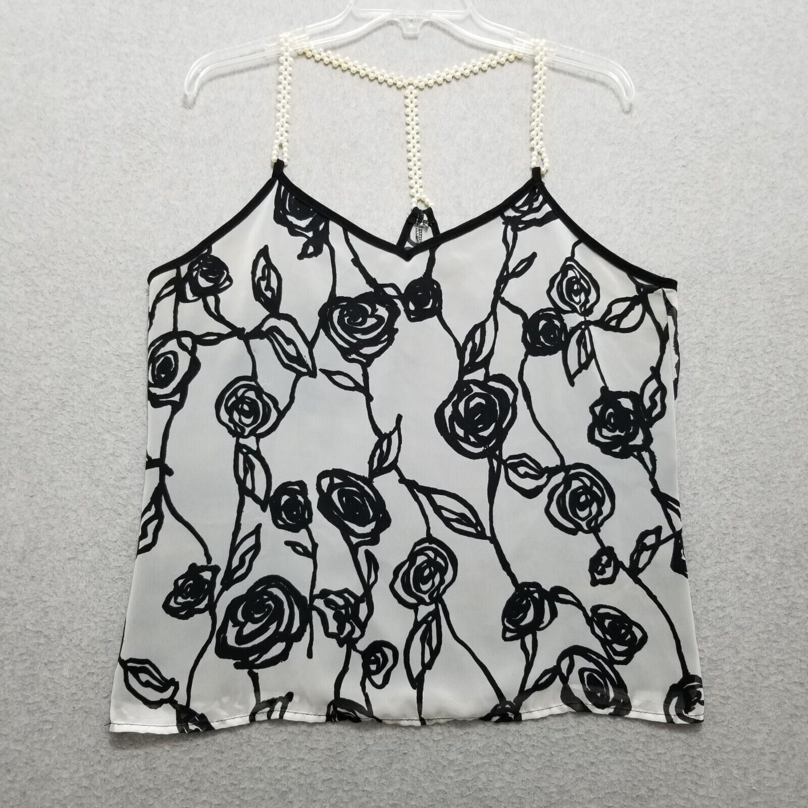 Other Joompy Top Womens Large Ivory Floral Stone Strap Lightweight Size L / US 10 / IT 46 - 1 Thumbnail