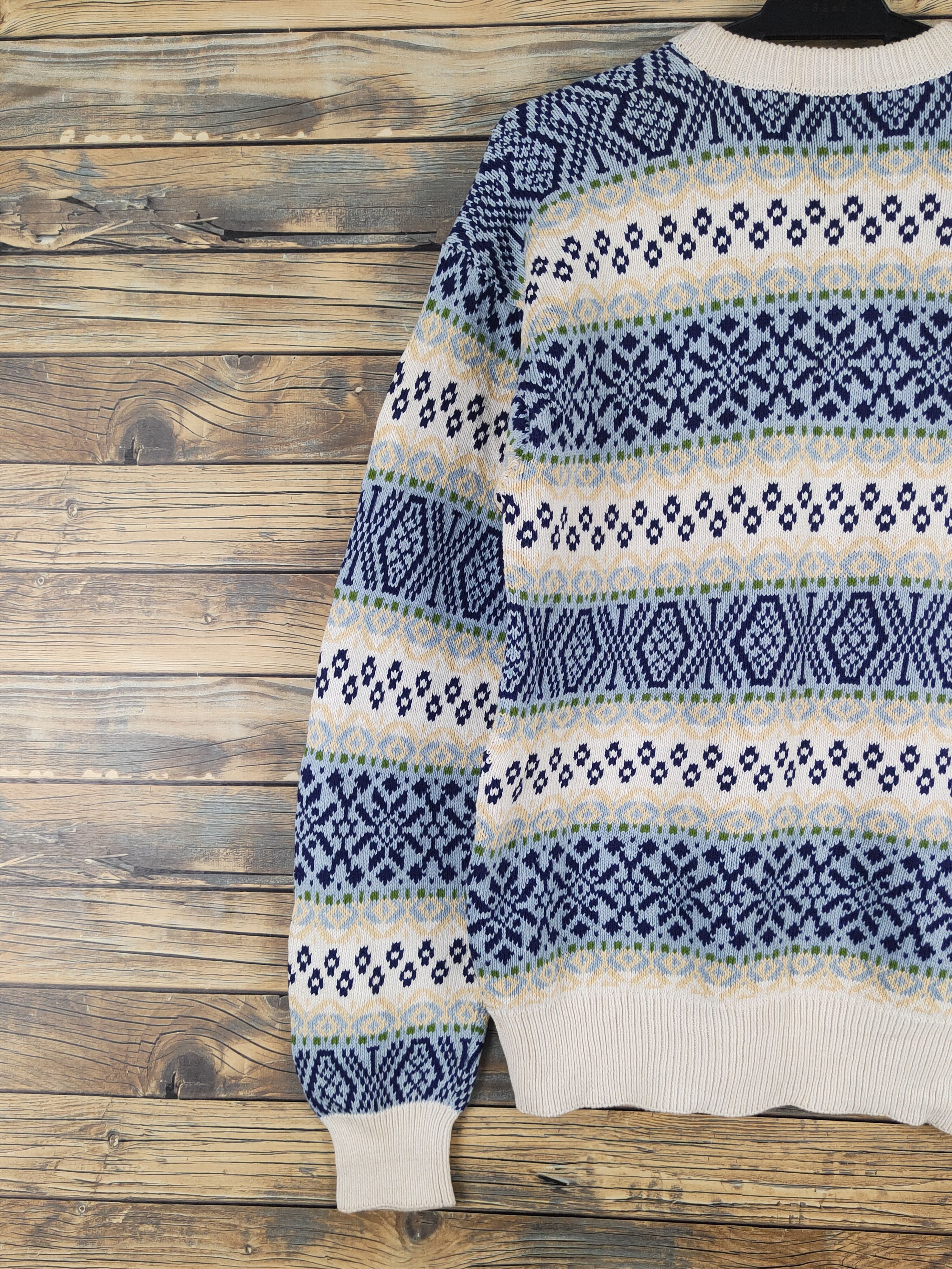 Takeo Kikuchi Takeo Kikuchi Cream Blue Knitwear Sweaters #W1229 Size US M / EU 48-50 / 2 - 8 Thumbnail