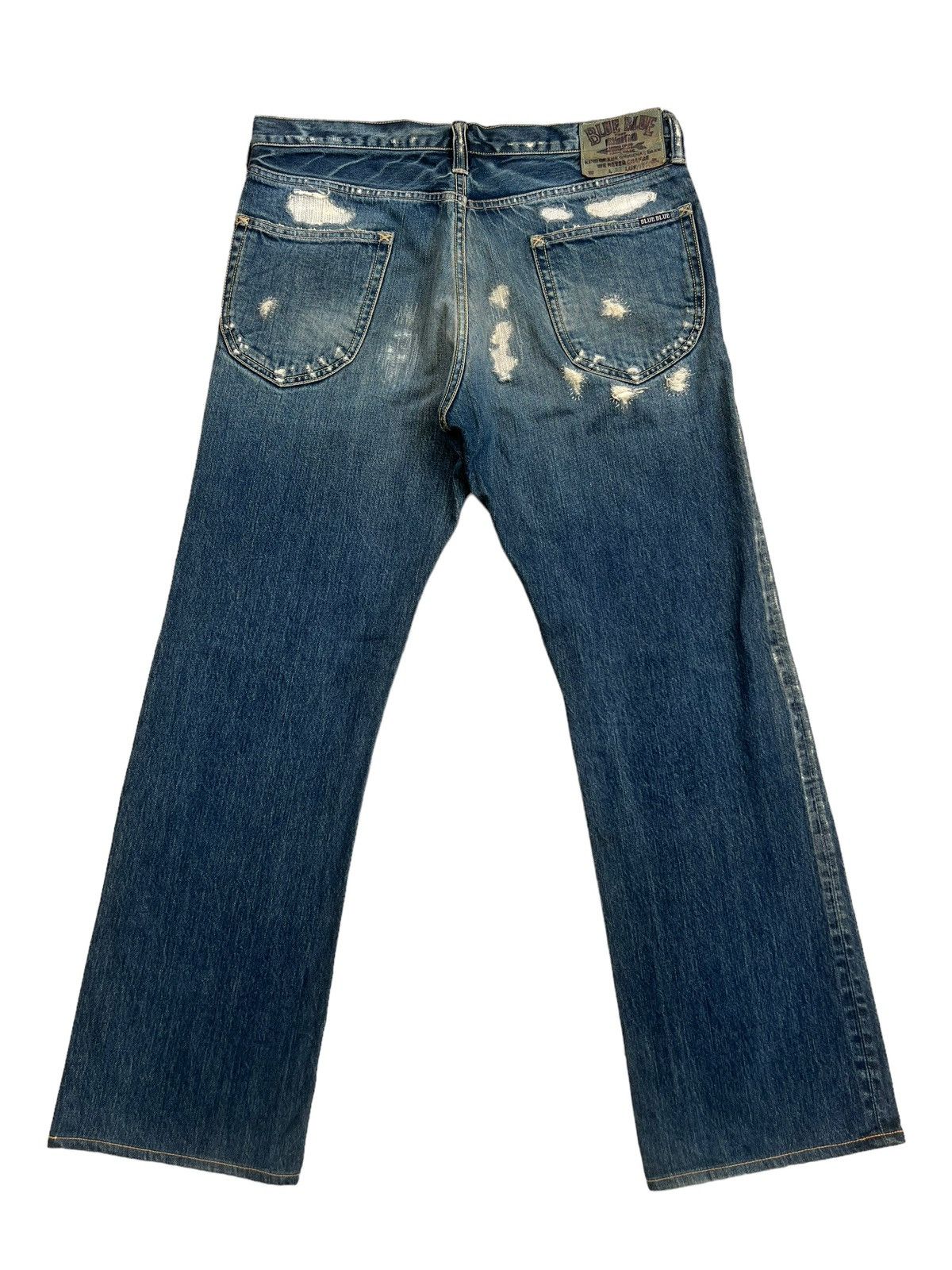 Blue Blue Japan Vintage Blue Blue Japan Distress Zigzag Denim Flare Jeans Size US 33 - 2 Thumbnail
