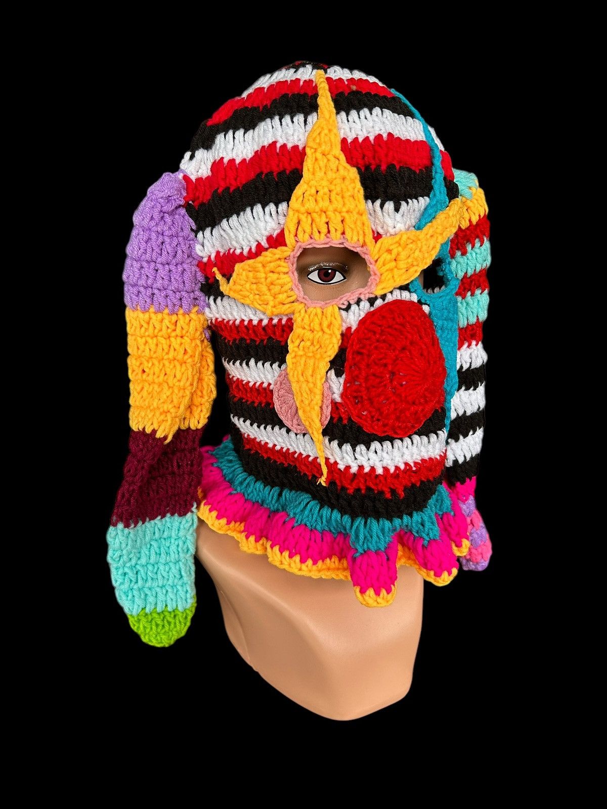 Japanese Brand × Kapital × Vintage Rare Crochet Knitted Handmade Balaclava Masked Size ONE SIZE - 5 Thumbnail