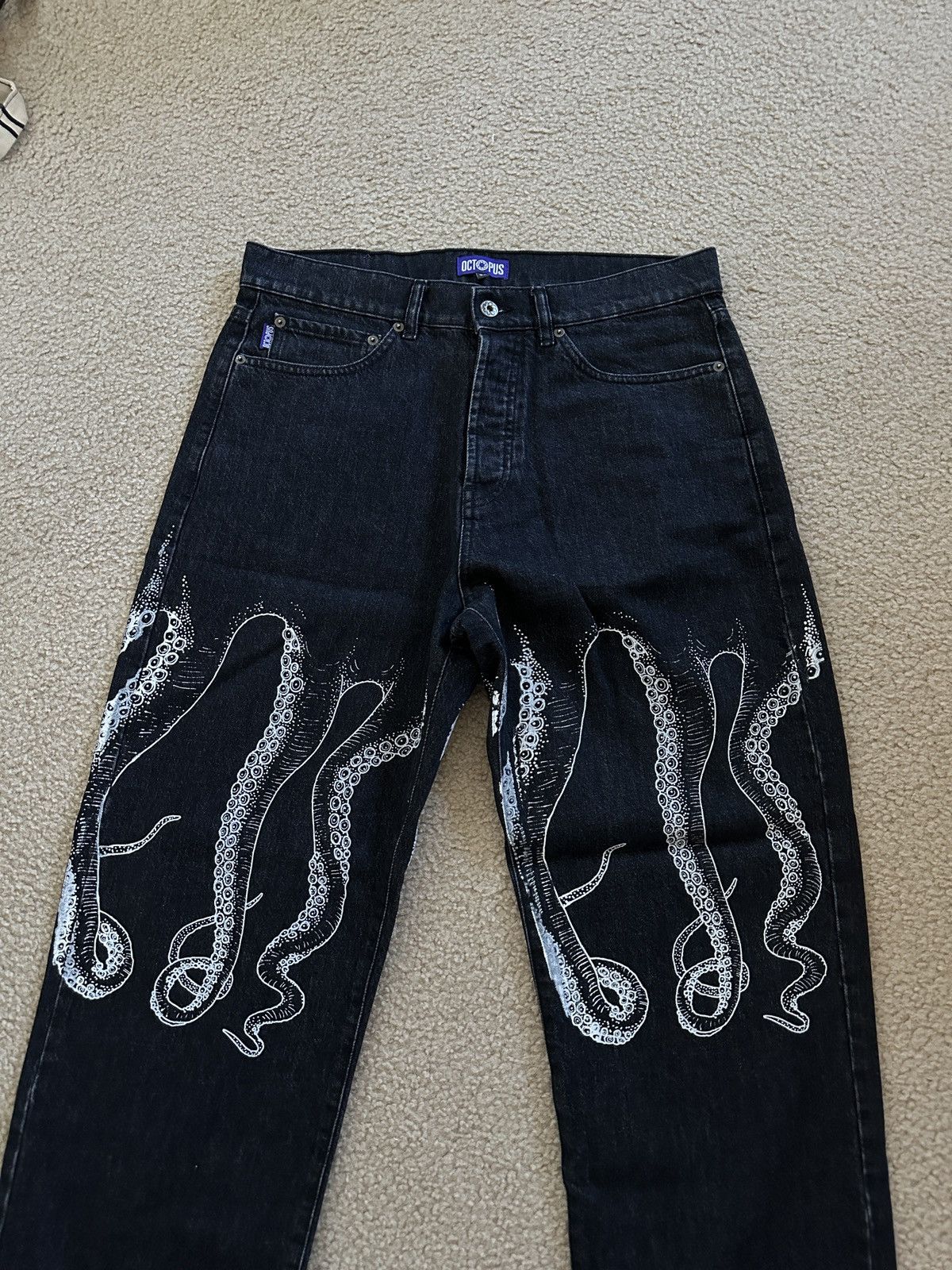 Octopus Octopus print relaxed baggy fit straight leg denim jeans 32 Size US 32 / EU 48 - 4 Thumbnail