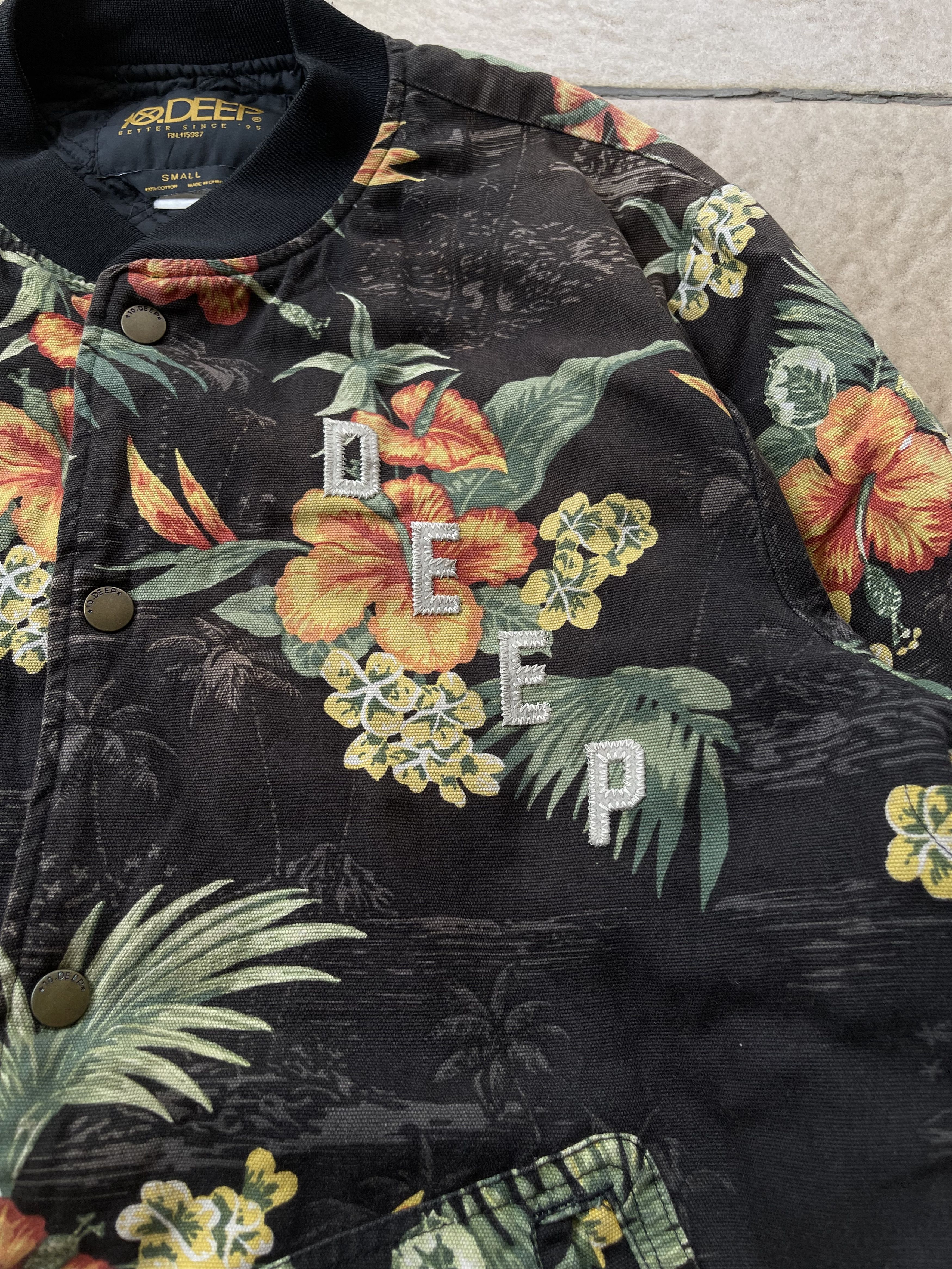 10 Deep Vintage 10.Deep Floral boomber jacket black tropical Hawaiia Size US S / EU 44-46 / 1 - 2 Thumbnail