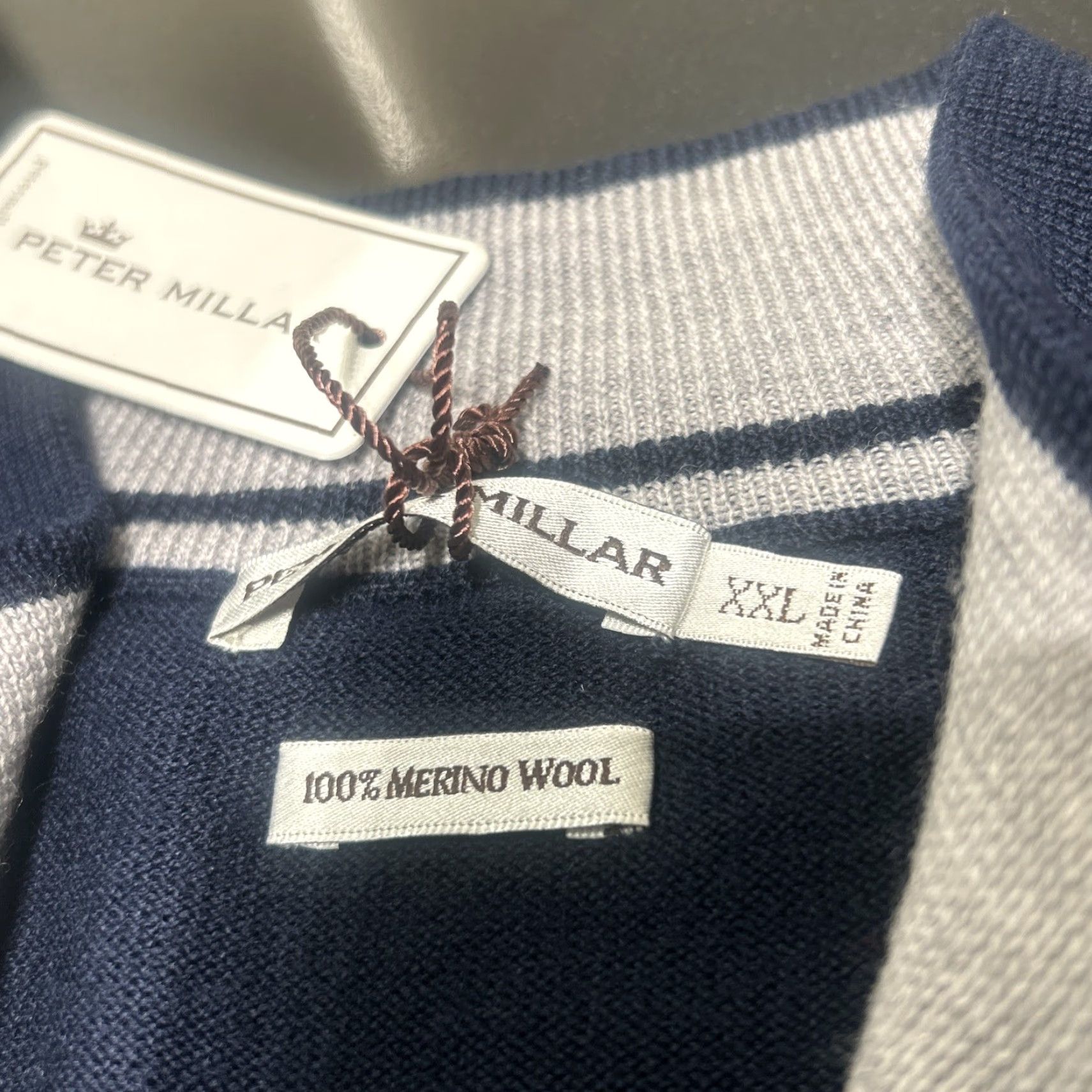 Peter Millar Peter Millar Golf Sweater Men 2XL Navy Blue 1/4 Zip Mock Neck Pullover NWT Short Sleeve Solid Mens Size US XXL / EU 58 / 5 - 7 Thumbnail
