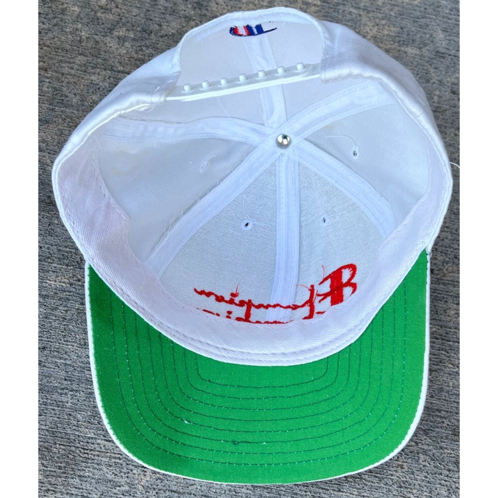 Champion VINTAGE Champion Hat Snapback Baseball Cap Mens White Spell Out Script USA Mens One Size Adjustable Logo Baseball Cap Size ONE SIZE - 4 Thumbnail