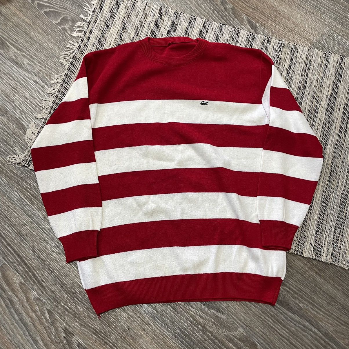 Vintage Lacoste pinstripe red sweater store