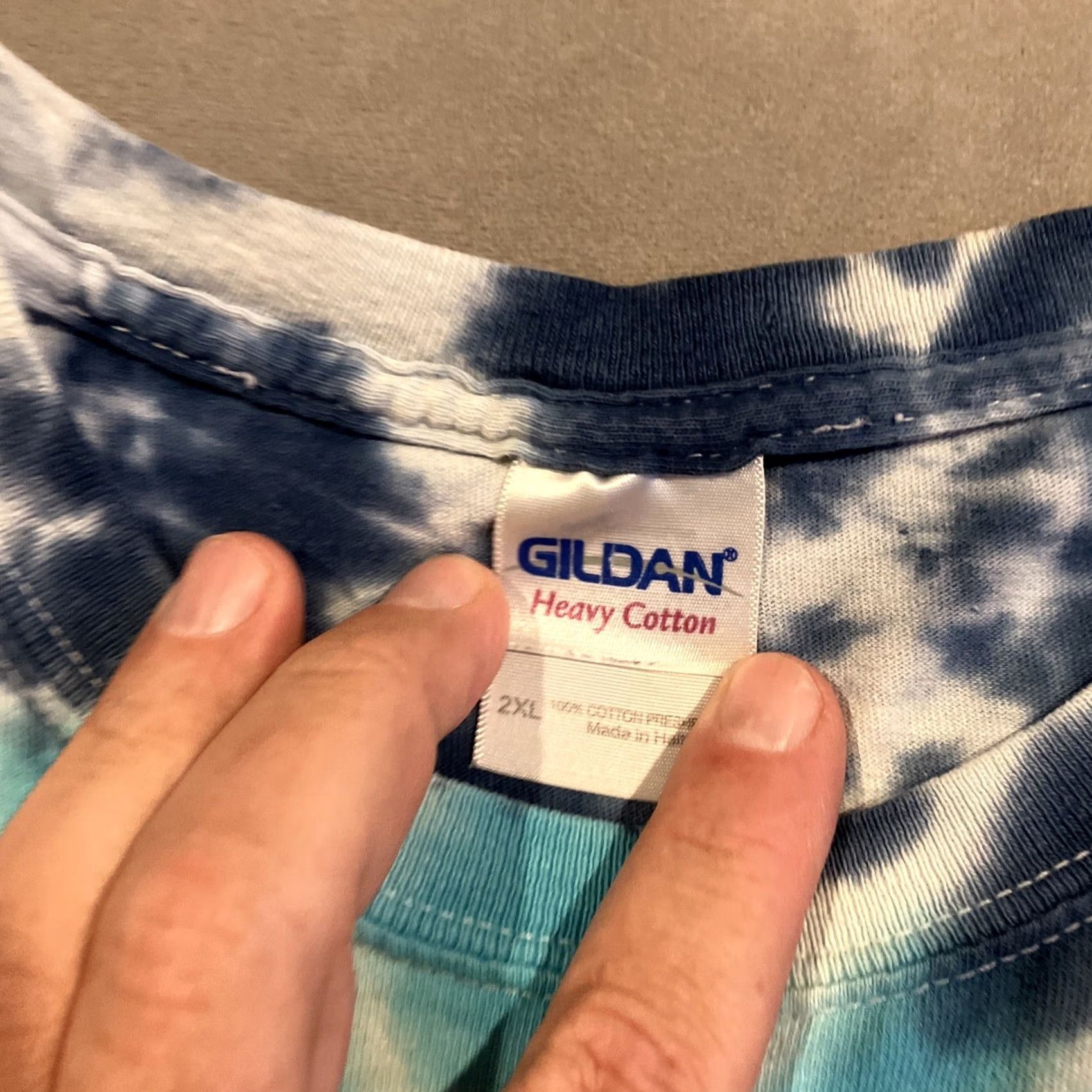 Gildan Gildan T-Shirt Mens Blue Spiral Tie Dye Palaia Vineyards Woodstock NY 2XL Shirts XXL - Rip in armpit AS-IS Size US XXL / EU 58 / 5 - 3 Thumbnail