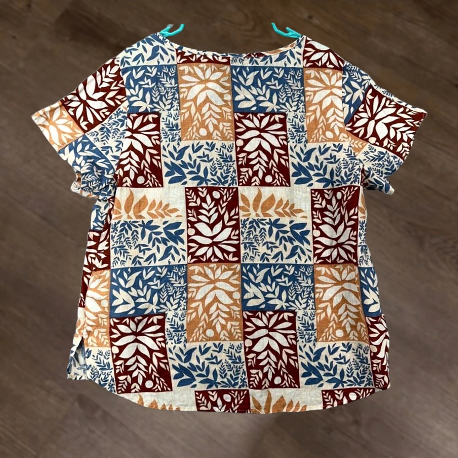 Vintage Sigrid Olsen Linen Blouse Shirt Womens 1X Plus Patchwork Top Red/Orange NEW Size XL / US 12-14 / IT 48-50 - 1 Thumbnail