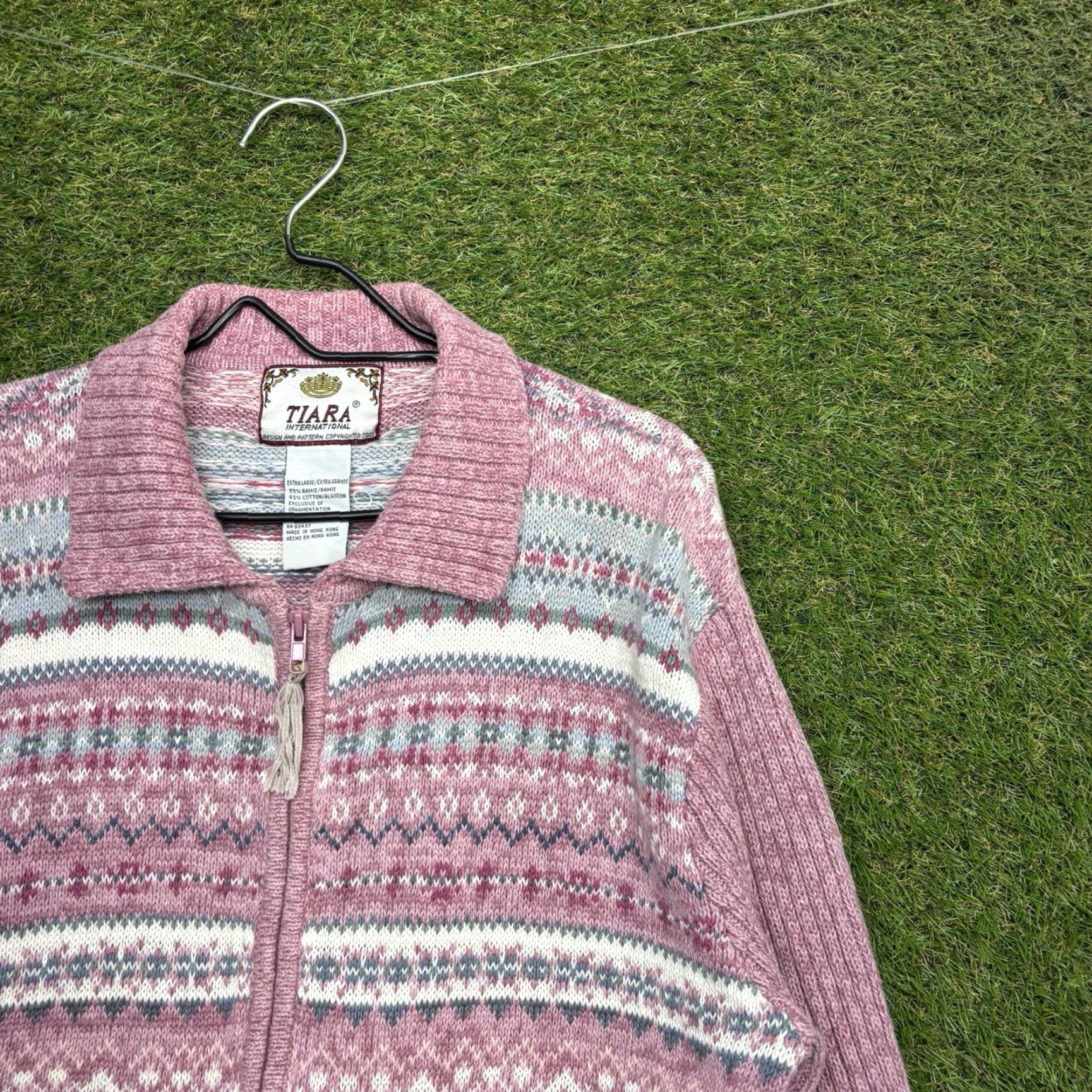 Vintage VINTAGE Tiara International Sweater Womens XL Pink Full Zip Cardigan Raglan Knit Winter Classic Retro Y2K Size XL / US 12-14 / IT 48-50 - 2 Thumbnail