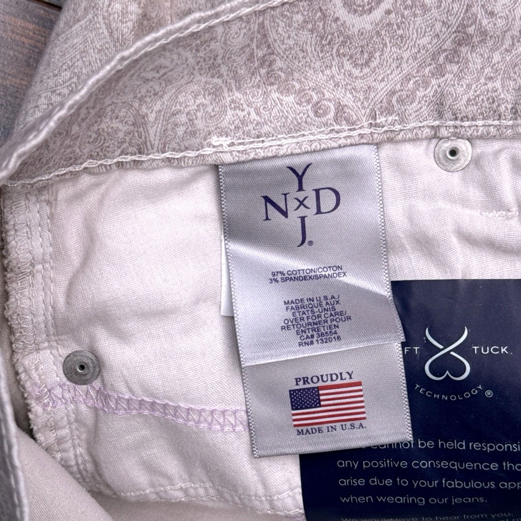 NYDJ NYDJ Skinny Jeans Womens 8 Beige Mid Rise Stretch Denim 5-Pocket USA Paisley Inseam 27in Regular Size 30" / US 8 / IT 44 - 7 Thumbnail