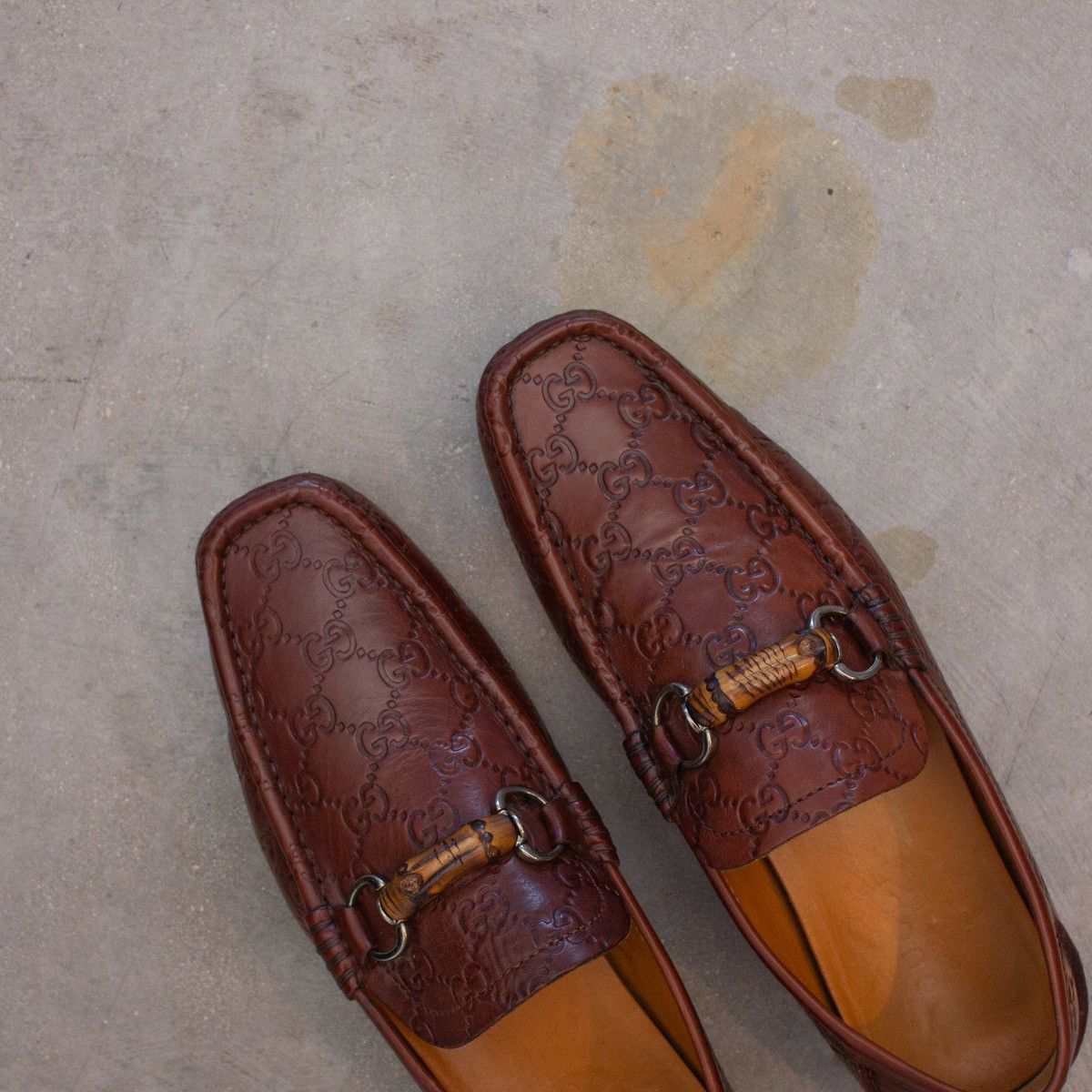 Gucci GUCCI Guccissima Brown Leather Drivers Bamboo Loafers Size US 8.5 / EU 41-42 - 9 Thumbnail
