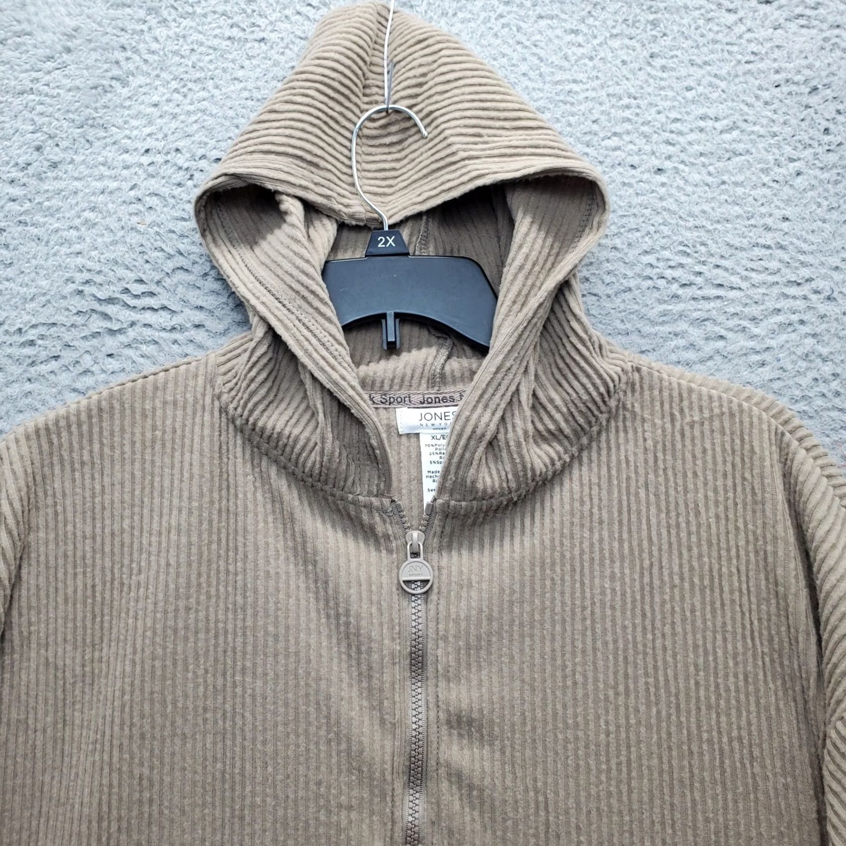 Jones New York Jones New York Hoodie Women XL Brown Stretch Sport Rib Thumb Hole Sleeve 1/4 Zip - Womens XL Brown Hoodie Size XL / US 12-14 / IT 48-50 - 3 Thumbnail