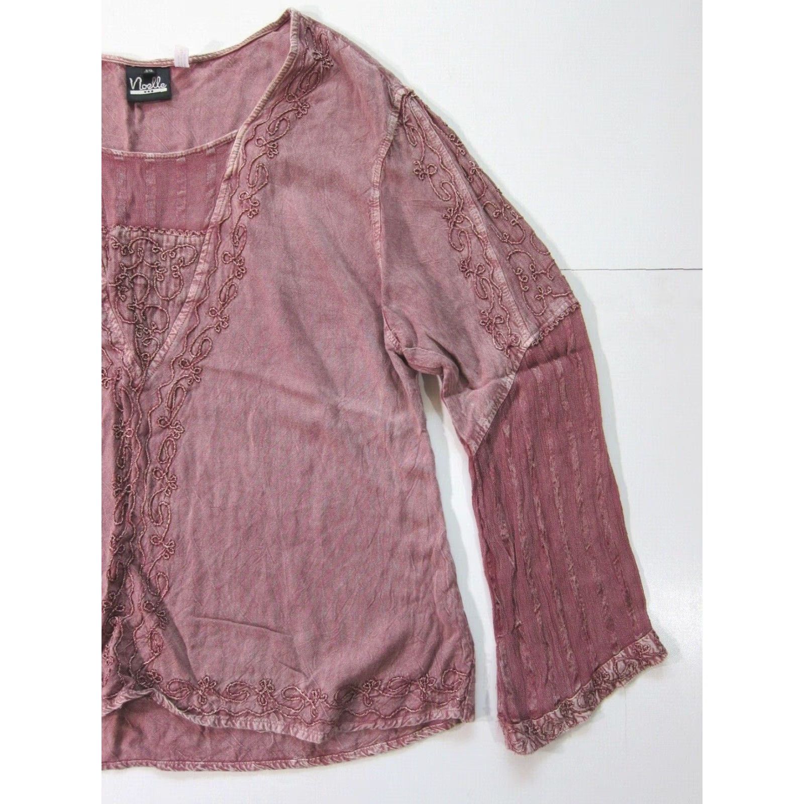 Pinko Noelle Pink Embroidered Lace Long Sleeve Tunic Blouse 2XL Womens Peasant Rayon XXL Size XXL / US 16-18 / IT 52-54 - 6 Thumbnail