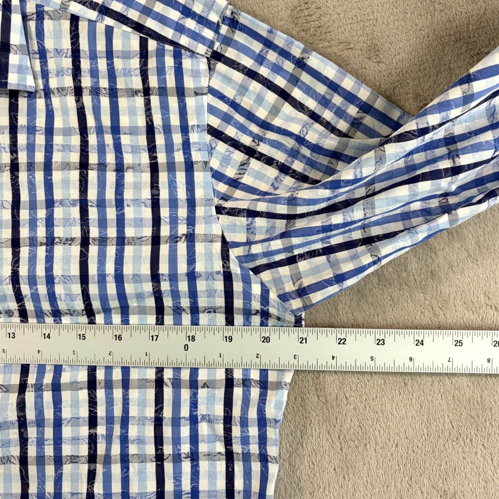 Etro ETRO Dress Shirt Men 39 Blue Plaid Floral Jacquard Made Italy Designer NWOT Size 40R - 5 Thumbnail
