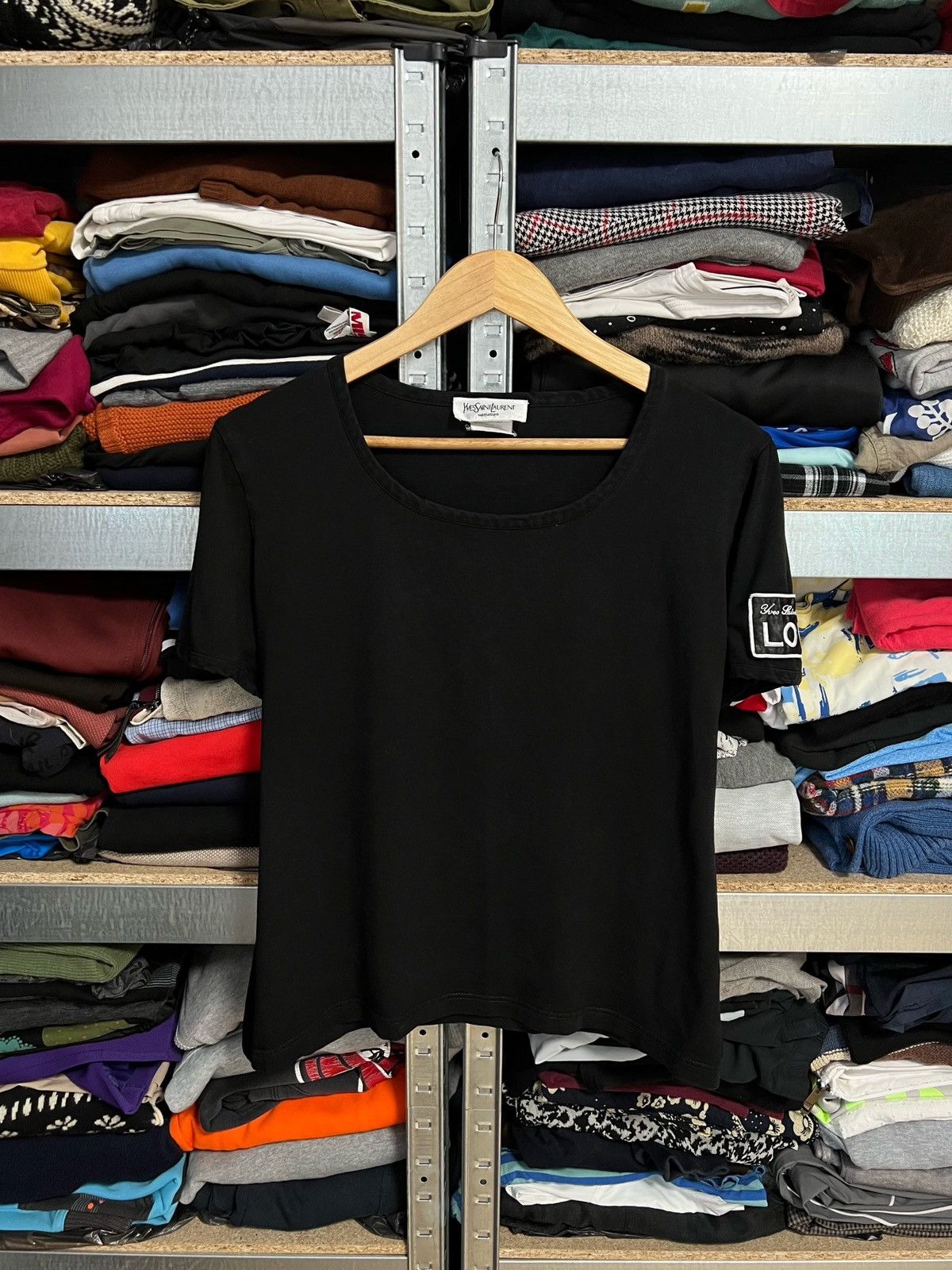 Vintage Yves Saint Laurent Black Cropped Top T Shirt Love