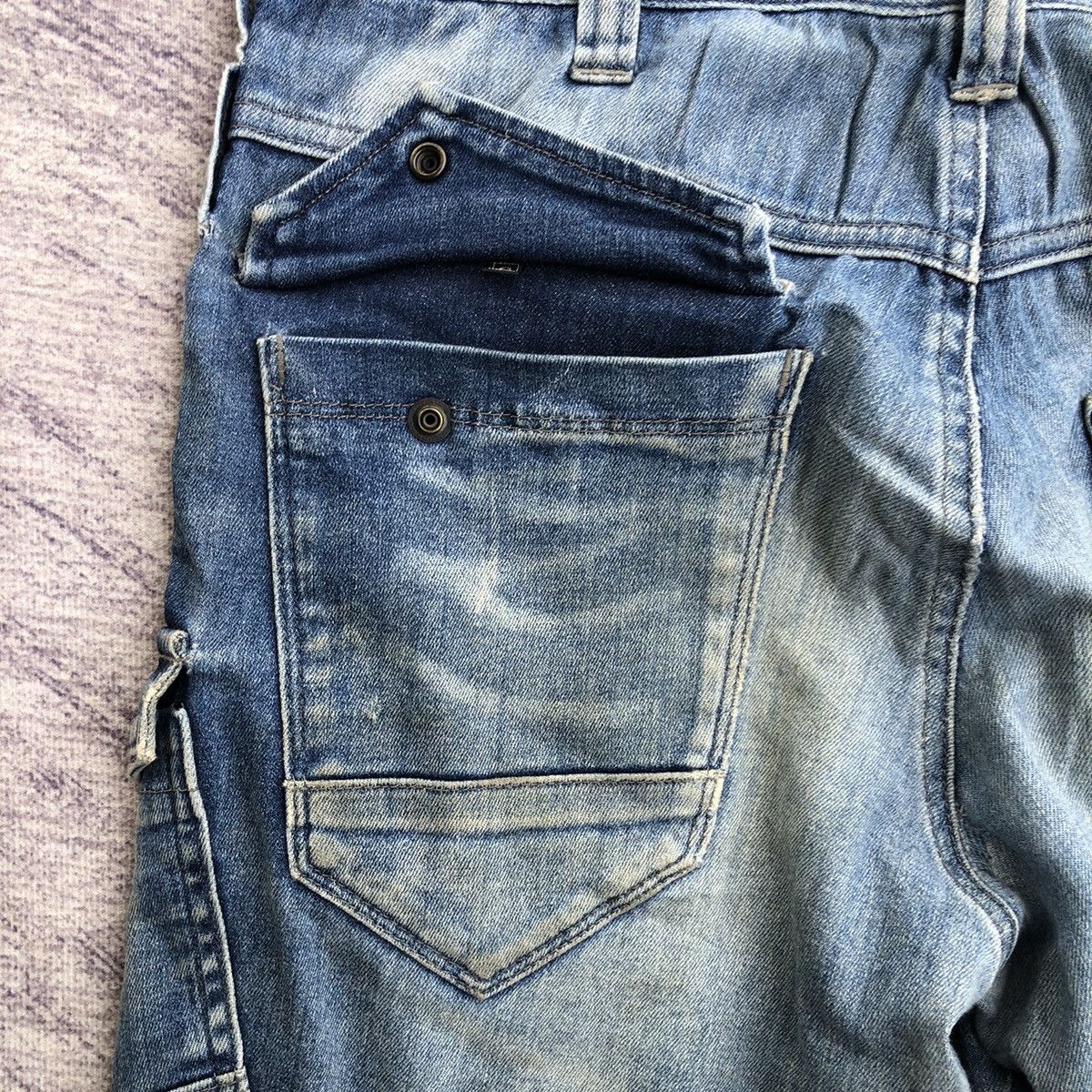 Jean Faded Denim Cargo Multipocket Rare Pattern Size US 30 / EU 46 - 11 Thumbnail