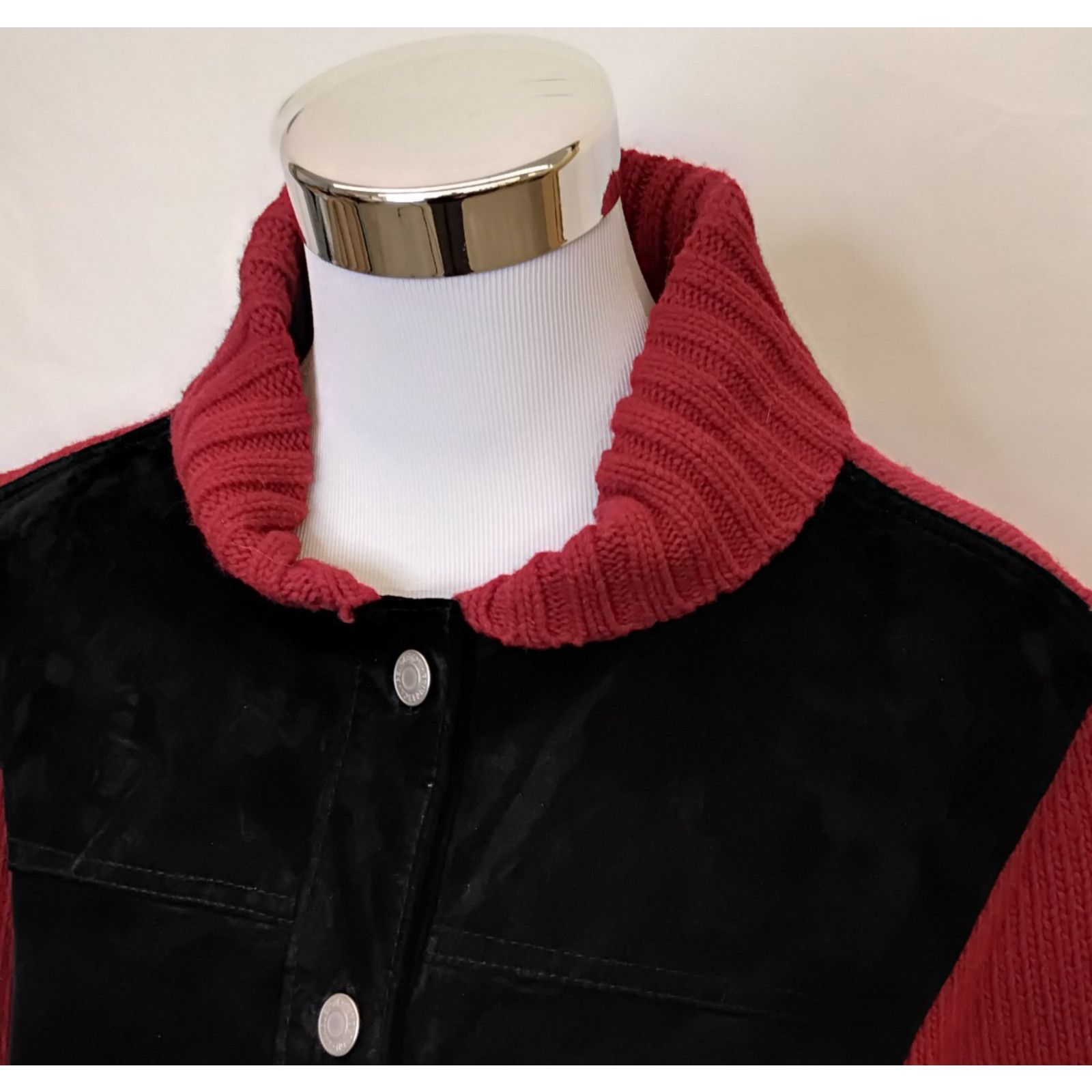 Pendleton Pendleton Lambswool Sweater Women's L Red w/ Black Leather Size L / US 10 / IT 46 - 4 Thumbnail