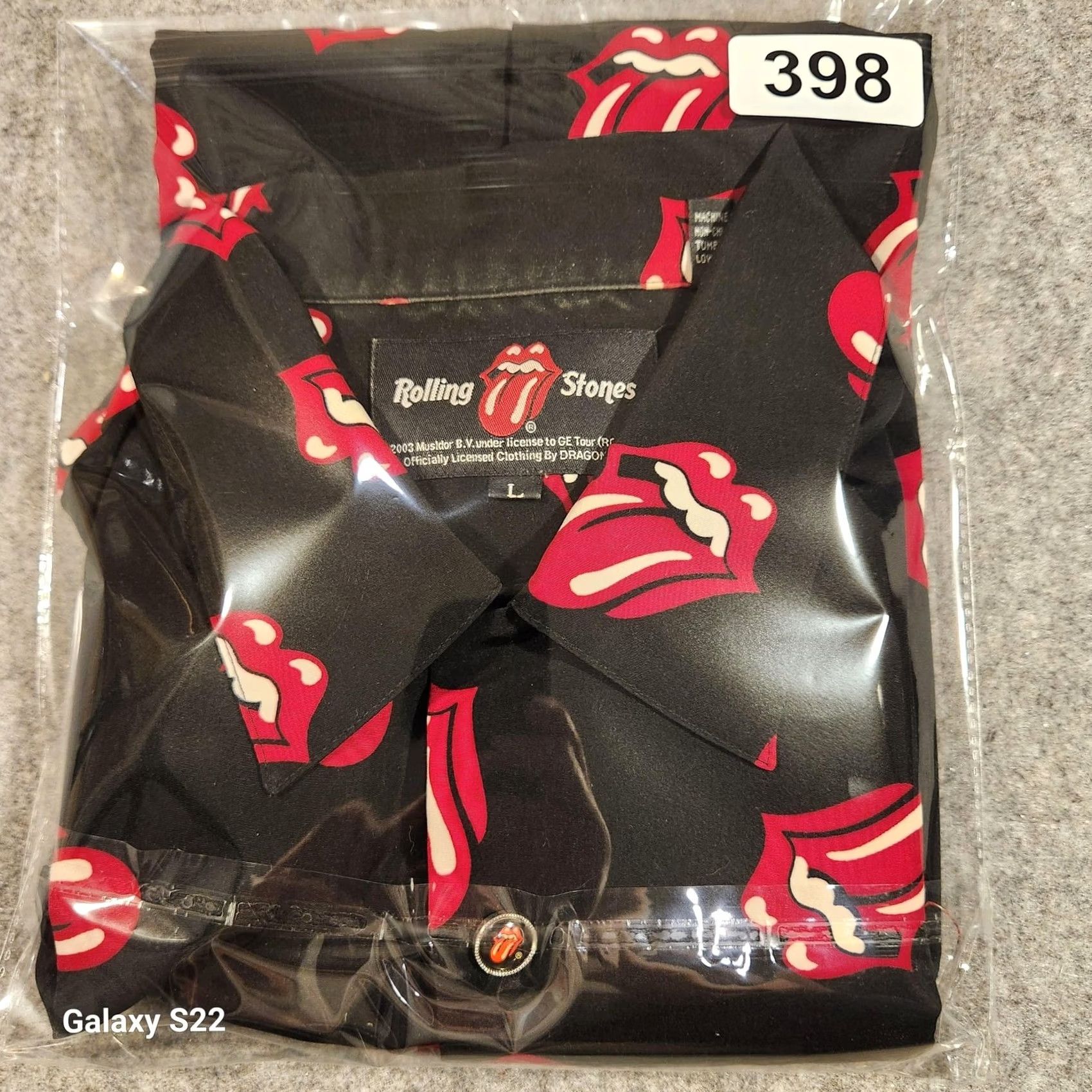 Vintage VINTAGE Rolling Stones Shirt Mens L Button-Up Black Short Sleeve Dragonfly Tongue Logo 00s Size US L / EU 52-54 / 3 - 6 Thumbnail